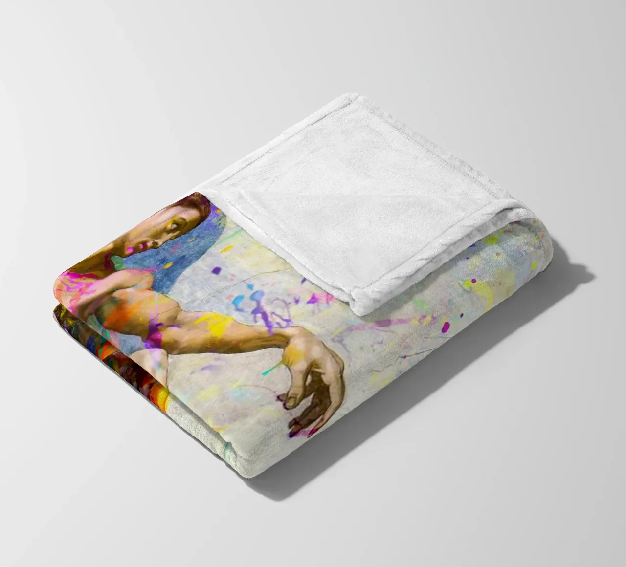 Creation of Adam - Modern Abstract Splatter Art fleece blanket by homdeco