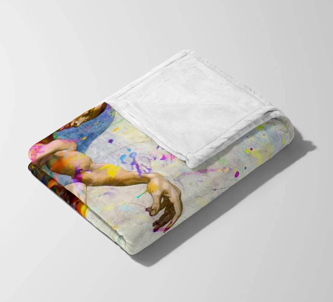 Creation of Adam - Modern Abstract Splatter Art fleece blanket by homdeco