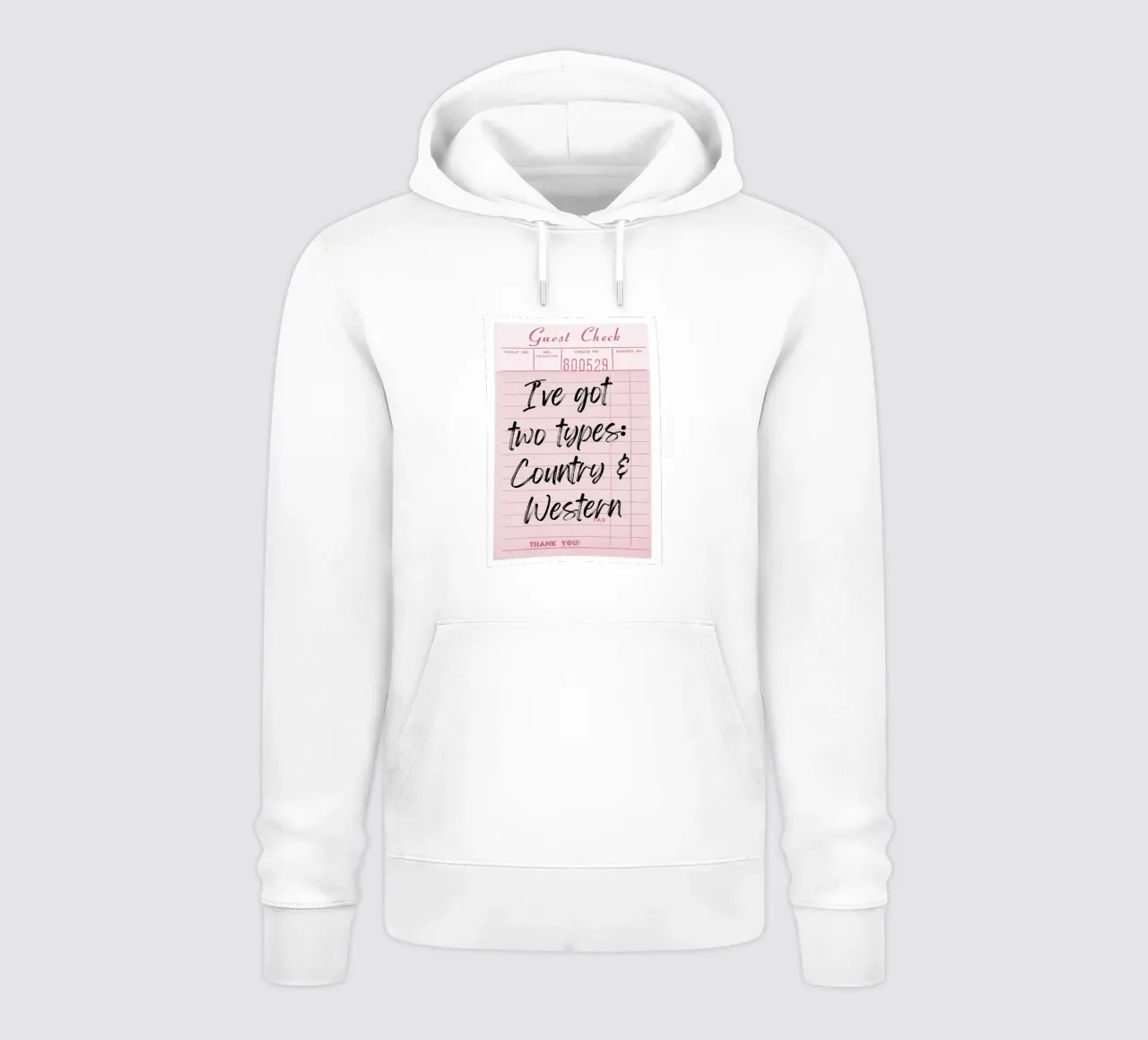 "Dos Tipos: Country & Western" Guest Check Print sudadera con capucha de homdeco