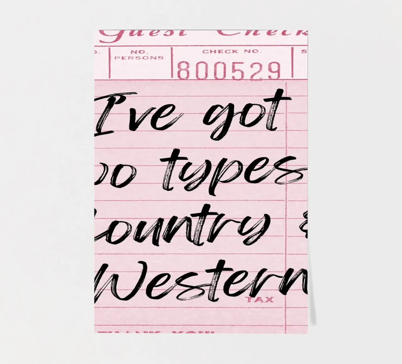 "Two Types: Country & Western" Guest Check Print sticker sheet by homdeco