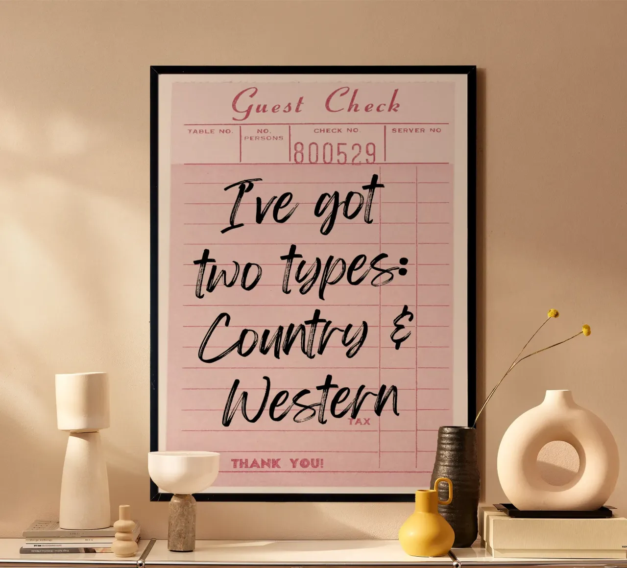 "Dos Tipos: Country & Western" Guest Check Print hahnemühle de homdeco