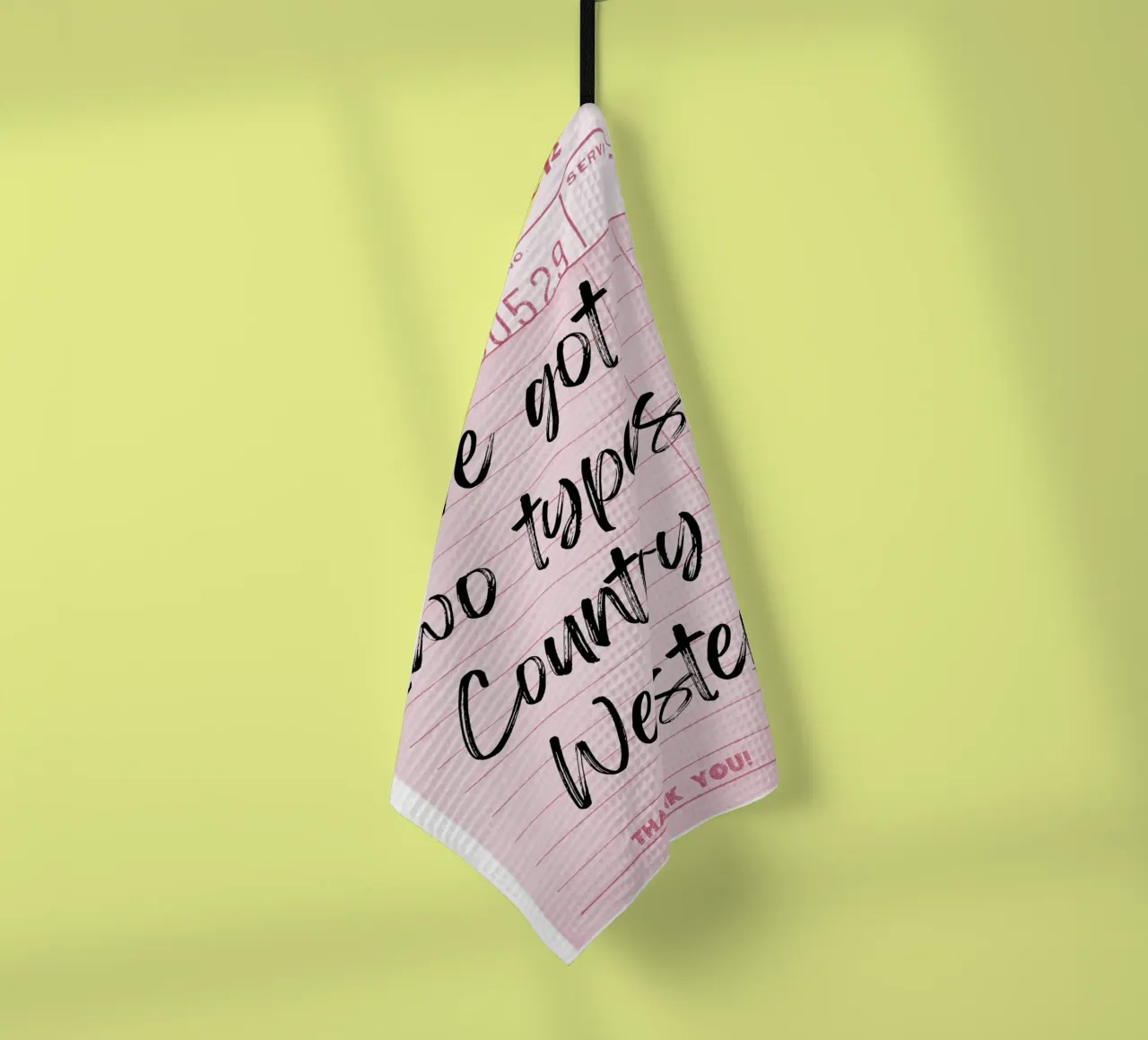 "Dos Tipos: Country & Western" Guest Check Print paño de cocina de homdeco