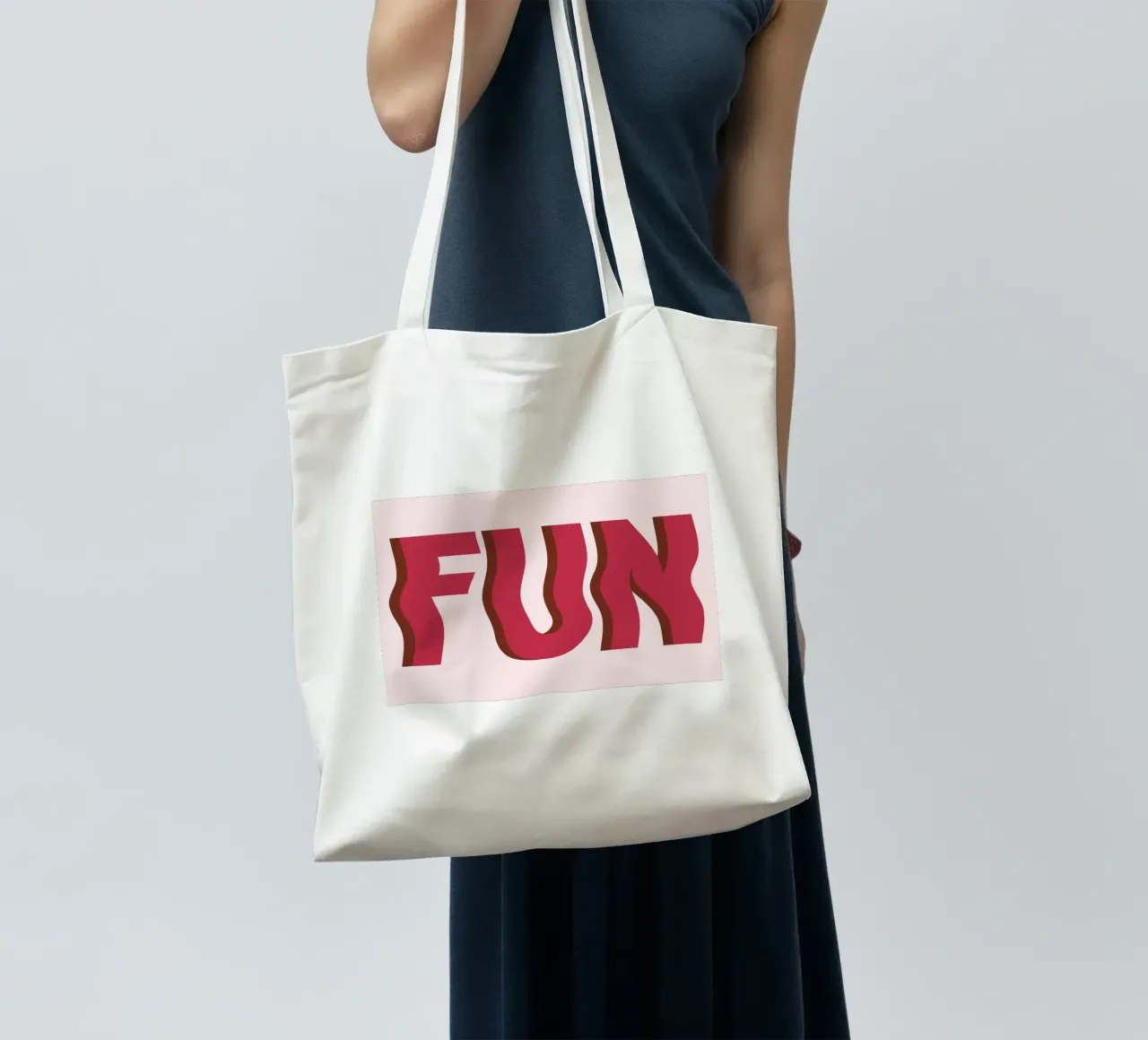 FUN. Bold Wavy Red Typographic Minimalist Print tote bag by homdeco