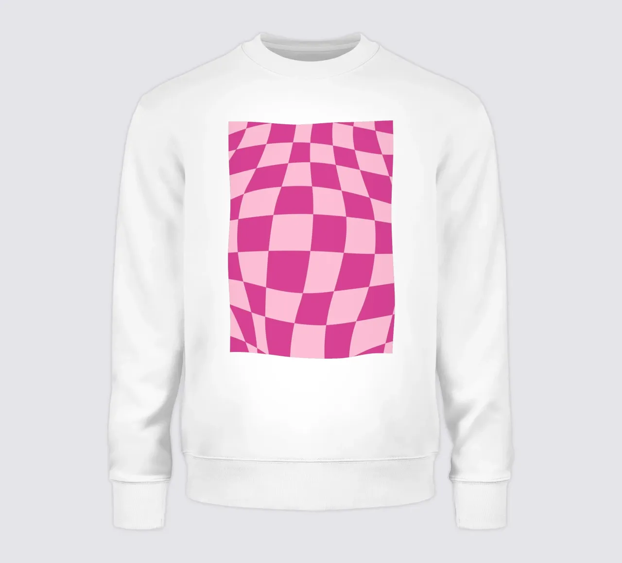 Wavy Pink Checkered Pattern Retro Aesthetic Print sweatshirt by homdeco