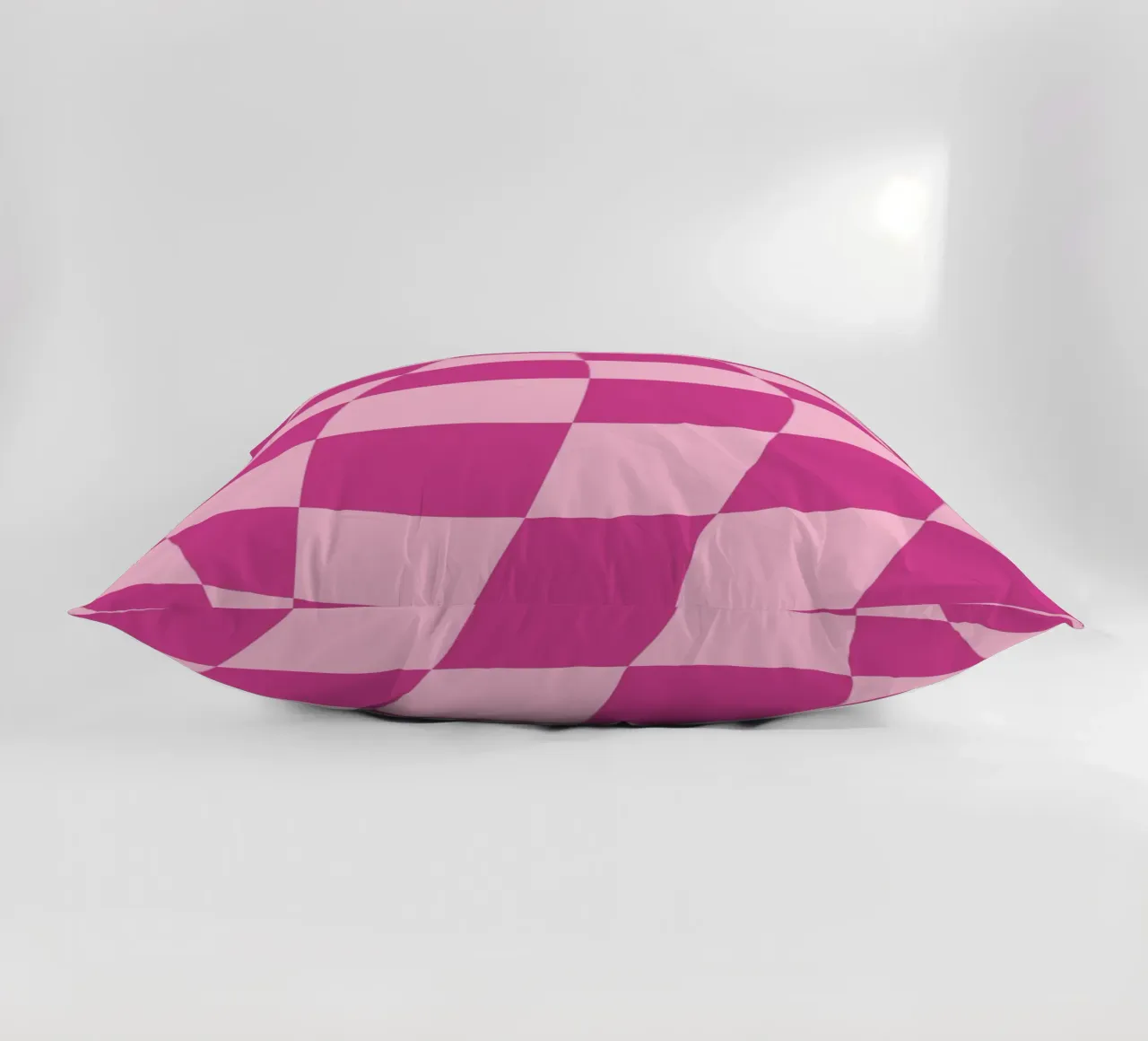 Wavy Pink Checkered Pattern Retro Aesthetic Print decorative cushion by homdeco