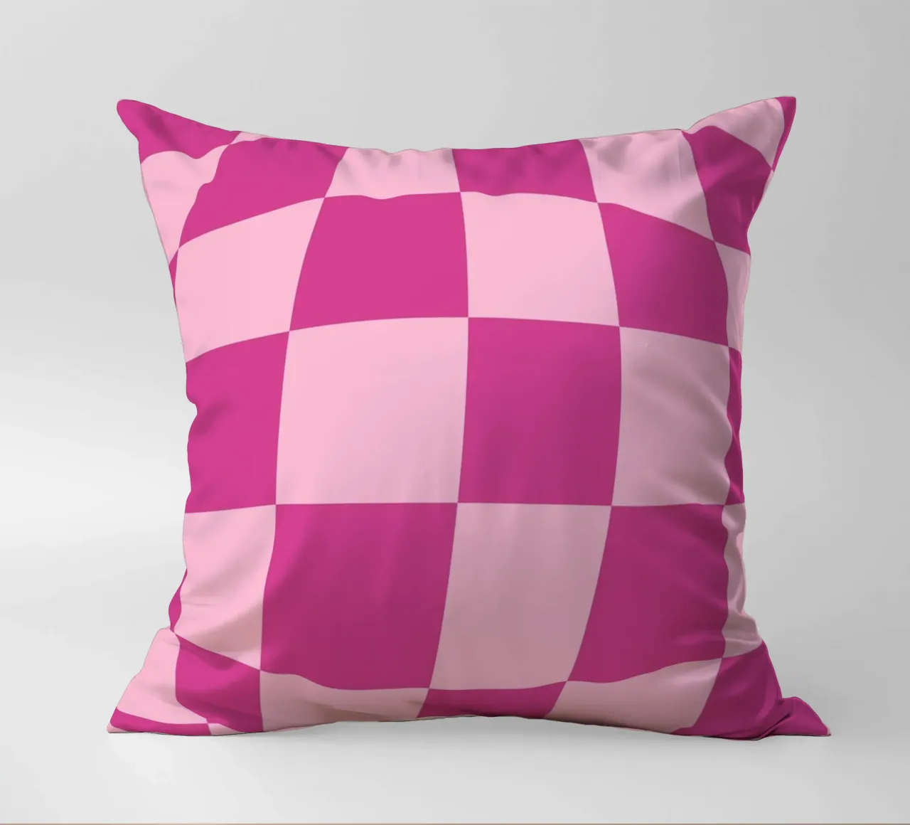 Wavy Pink Checkered Pattern Retro Aesthetic Print decorative cushion by homdeco