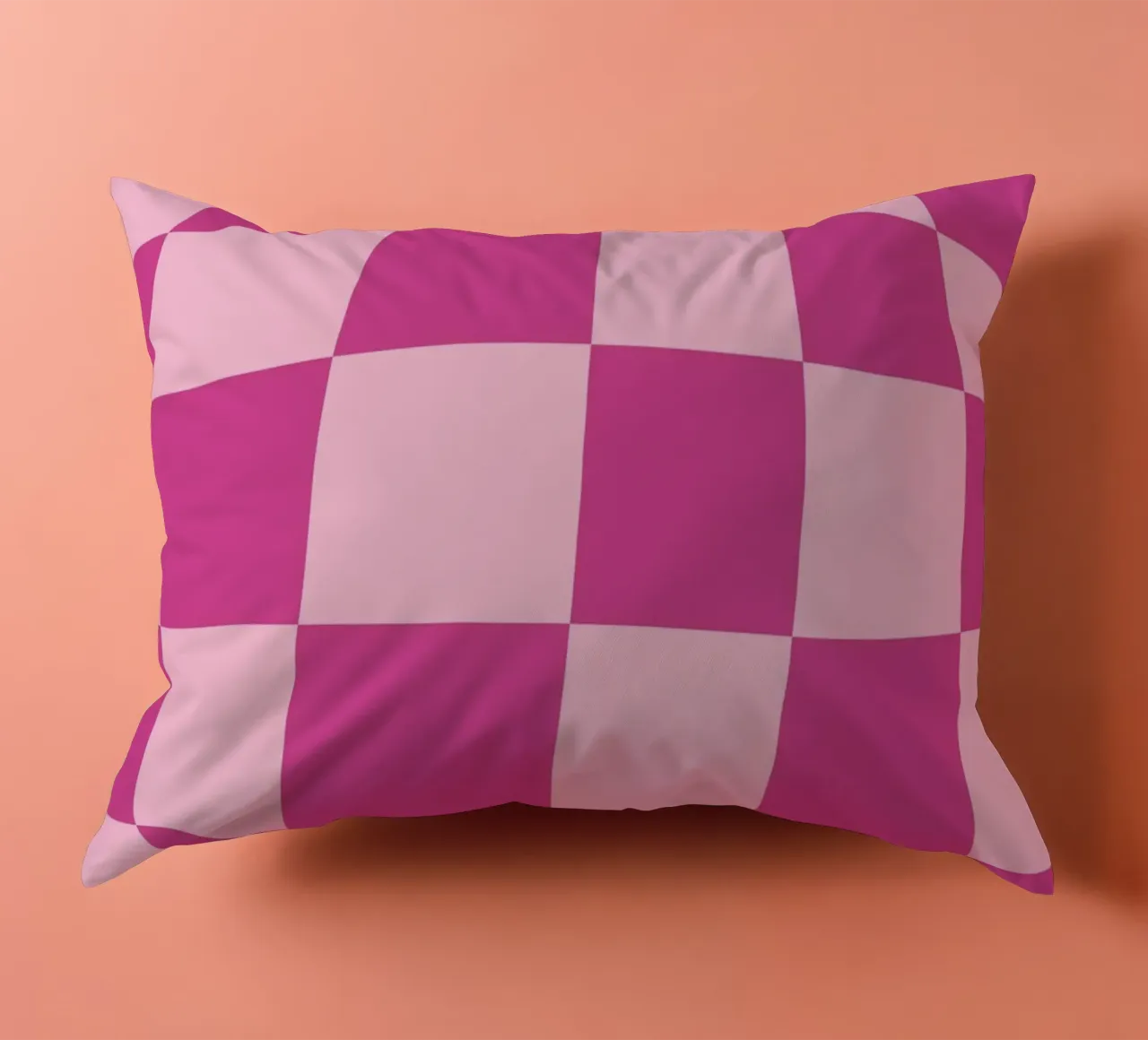 Wavy Pink Checkered Pattern Retro Aesthetic Print decorative cushion by homdeco