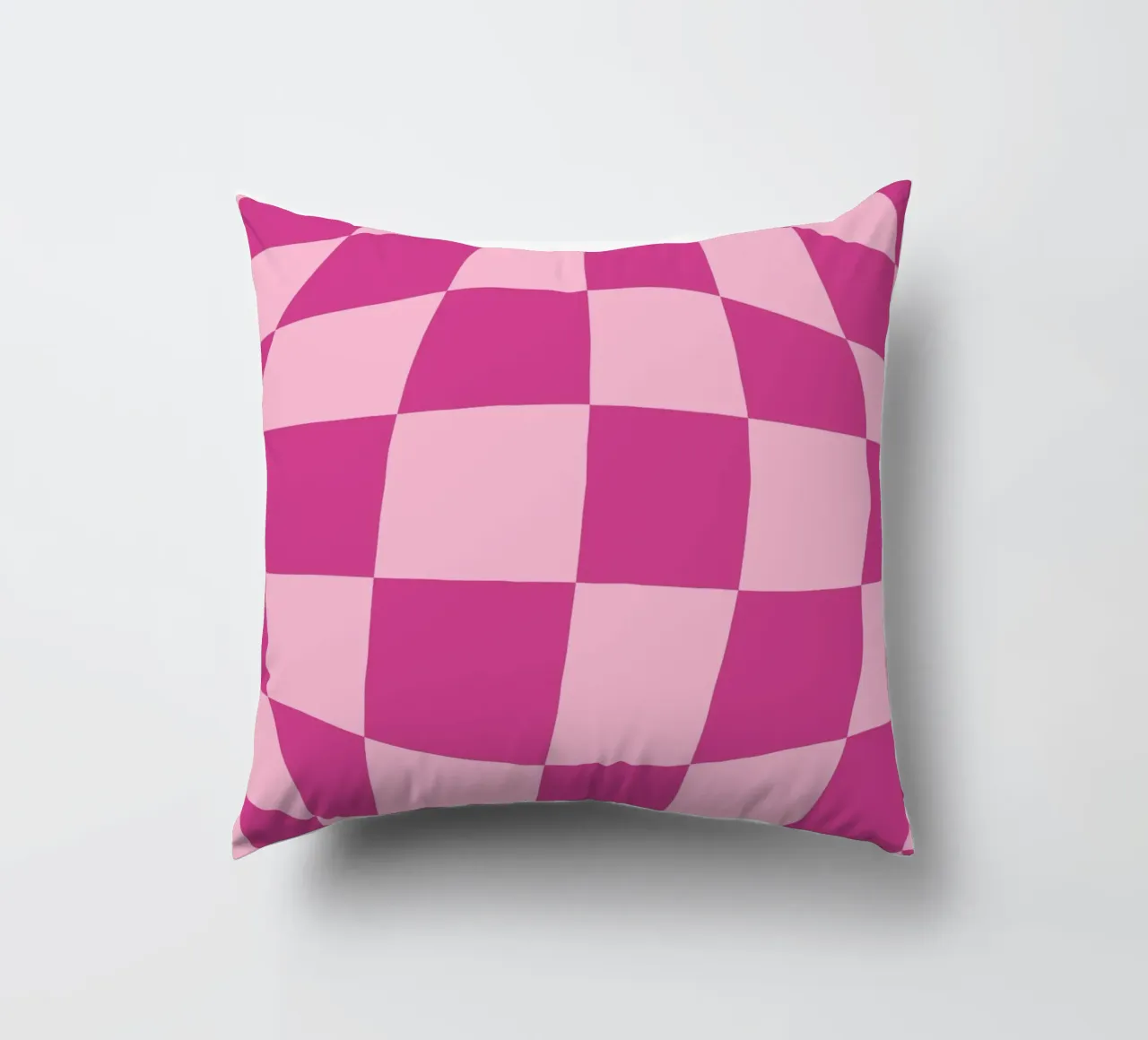 Wavy Pink Checkered Pattern Retro Aesthetic Print decorative cushion by homdeco