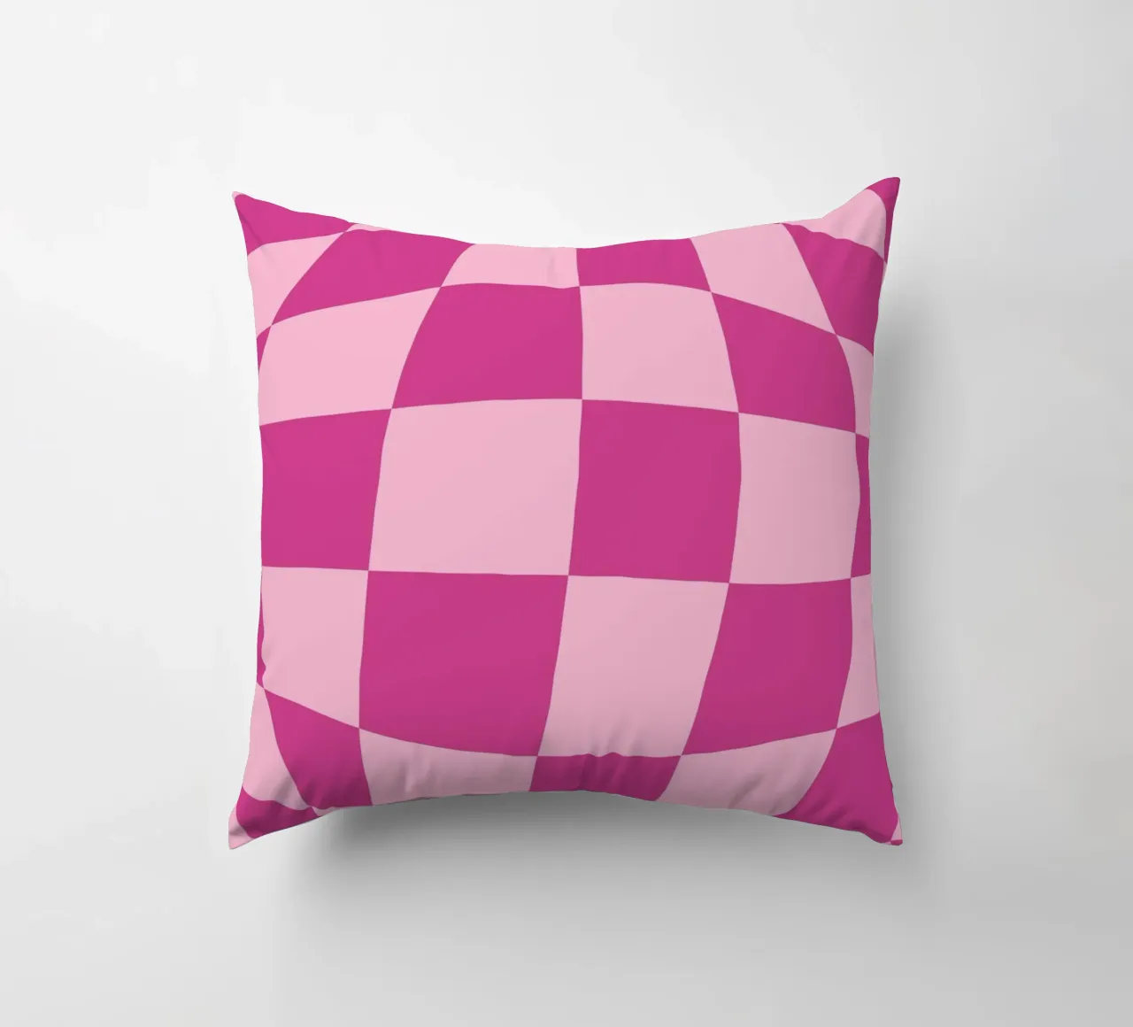 Wavy Pink Checkered Pattern Retro Aesthetic Print decorative cushion by homdeco