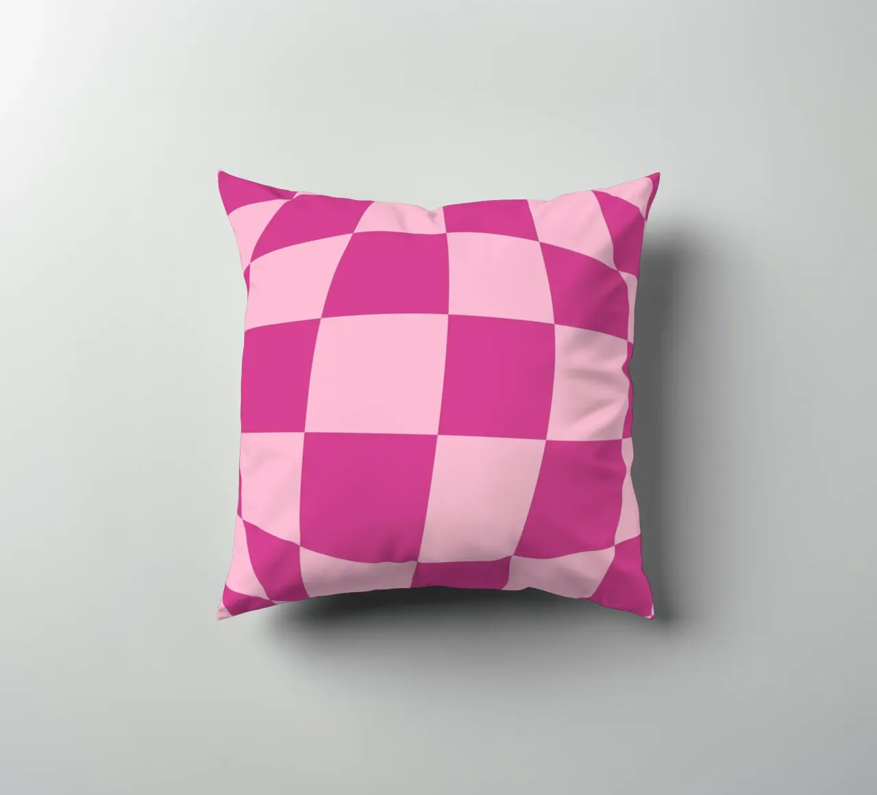 Wavy Pink Checkered Pattern Retro Aesthetic Print decorative cushion by homdeco