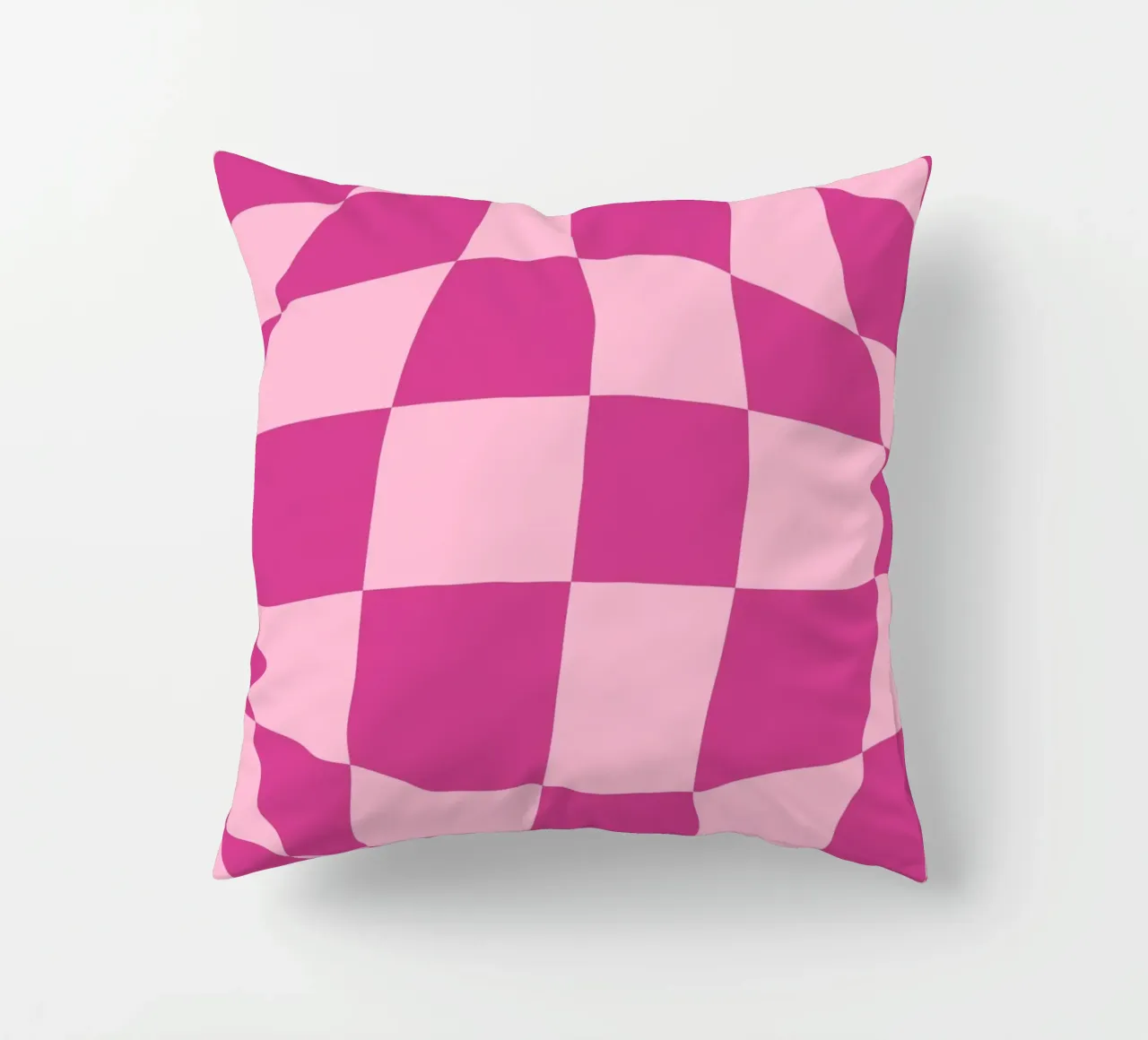 Wavy Pink Checkered Pattern Retro Aesthetic Print decorative cushion by homdeco