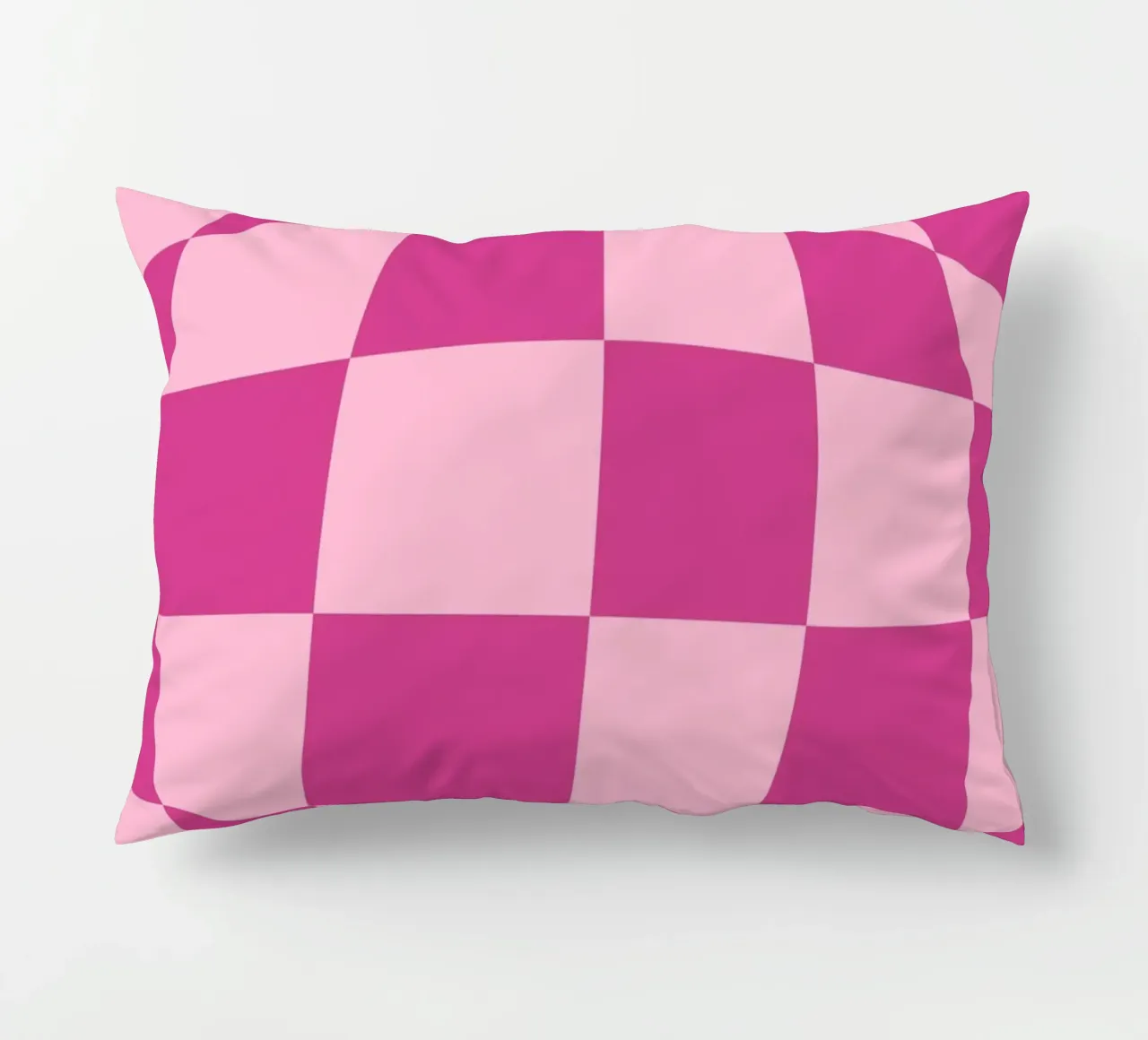 Wavy Pink Checkered Pattern Retro Aesthetic Print decorative cushion by homdeco