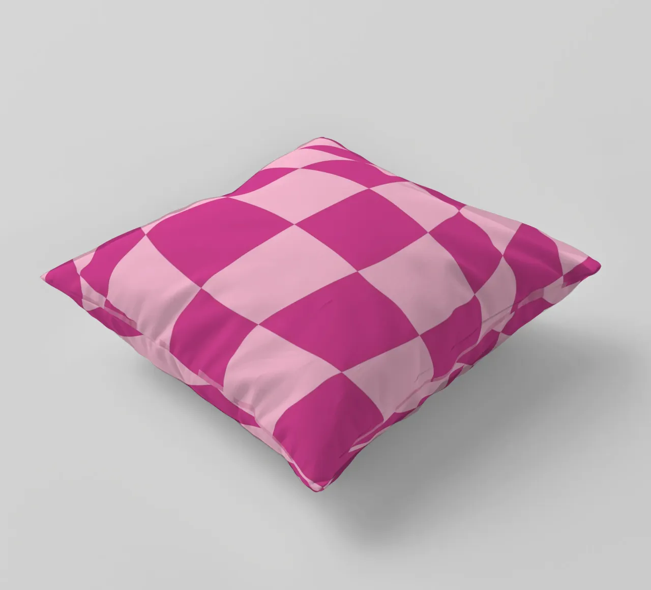 Wavy Pink Checkered Pattern Retro Aesthetic Print decorative cushion by homdeco