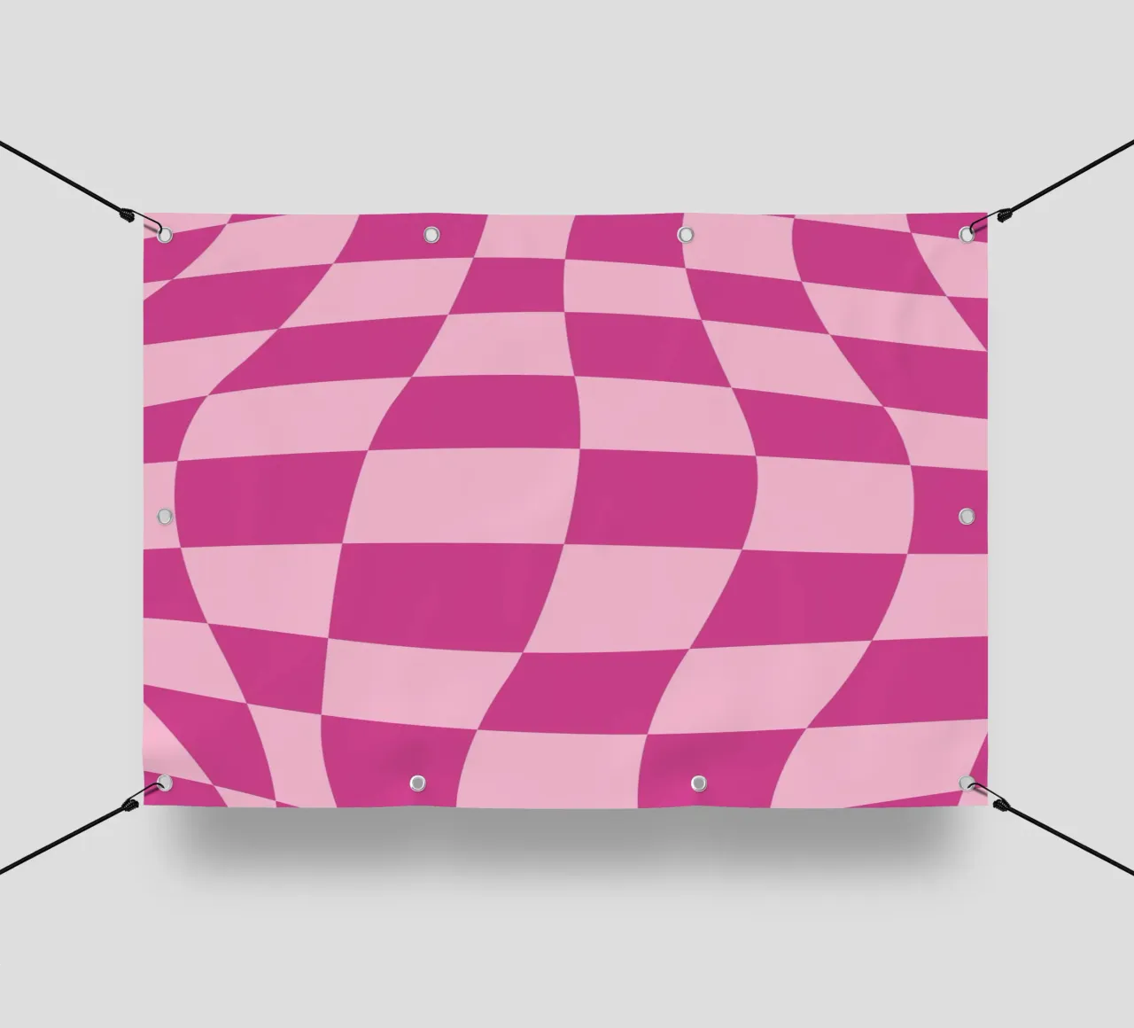 Wavy Pink Checkered Pattern Retro Aesthetic Print pvc cover by homdeco