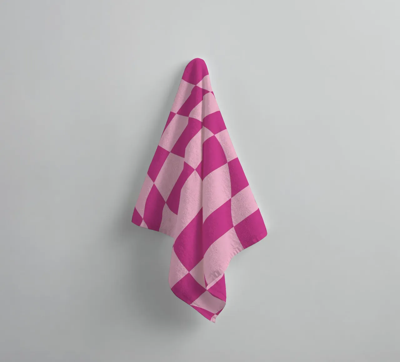 Wavy Pink Checkered Pattern Retro Aesthetic Print towel by homdeco