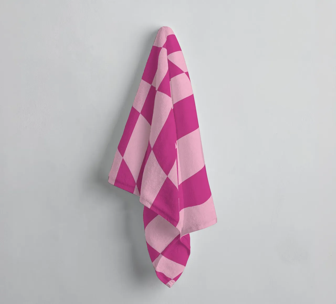 Wavy Pink Checkered Pattern Retro Aesthetic Print towel by homdeco