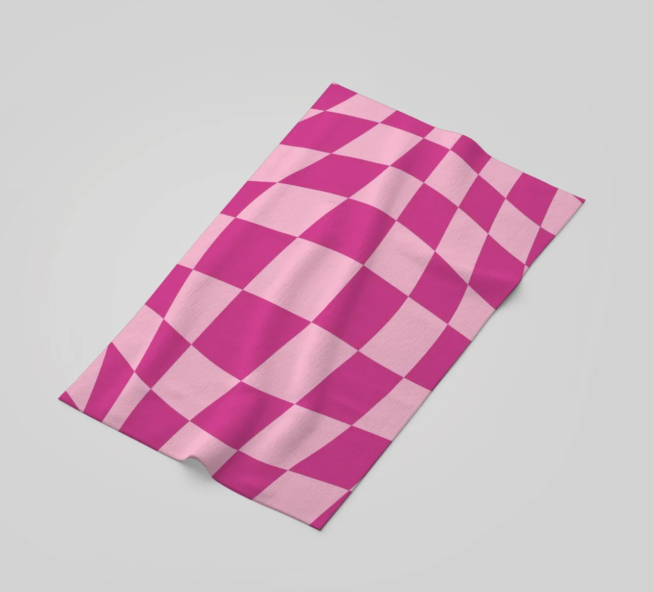 Wavy Pink Checkered Pattern Retro Aesthetic Print beach towel by homdeco