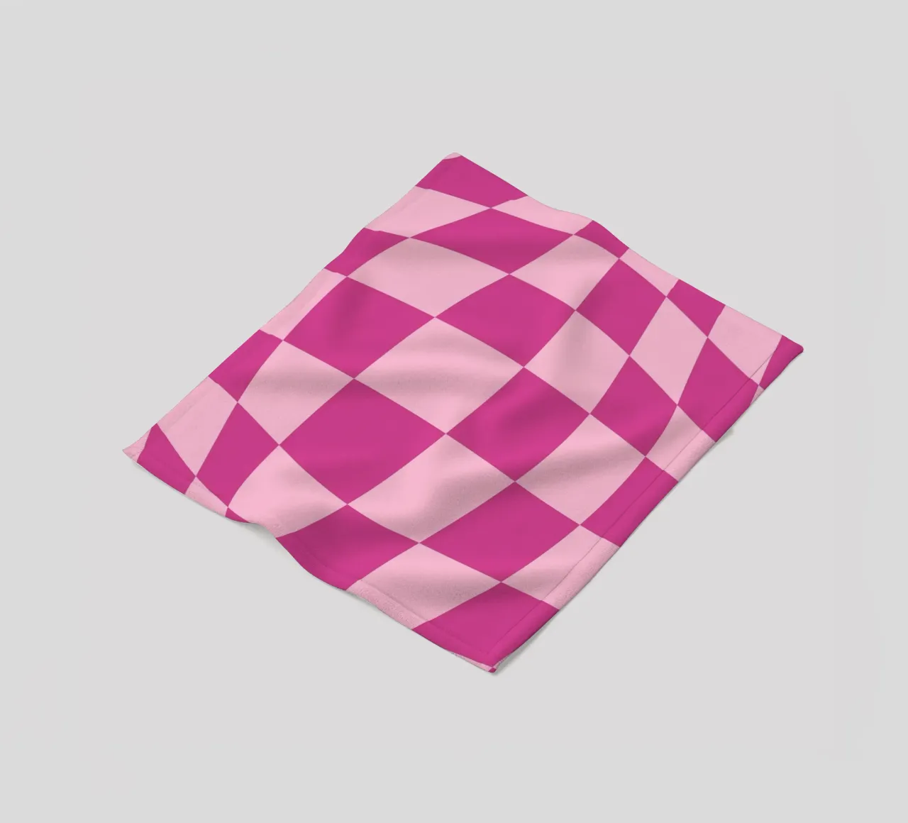 Wavy Pink Checkered Pattern Retro Aesthetic Print fleece blanket by homdeco