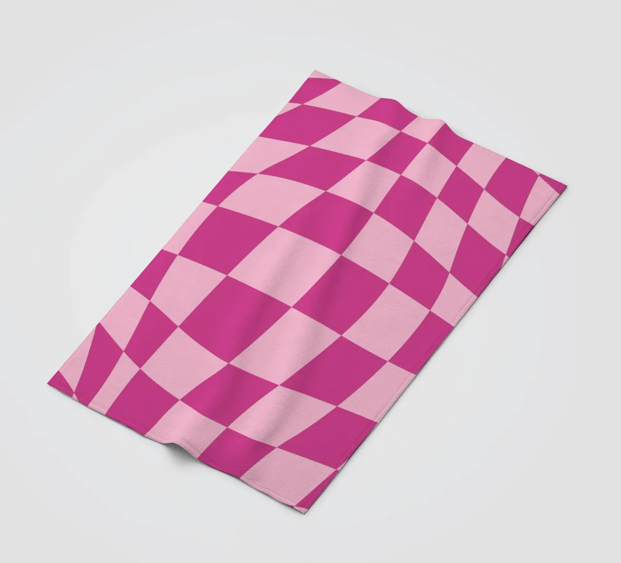 Wavy Pink Checkered Pattern Retro Aesthetic Print fleece blanket by homdeco