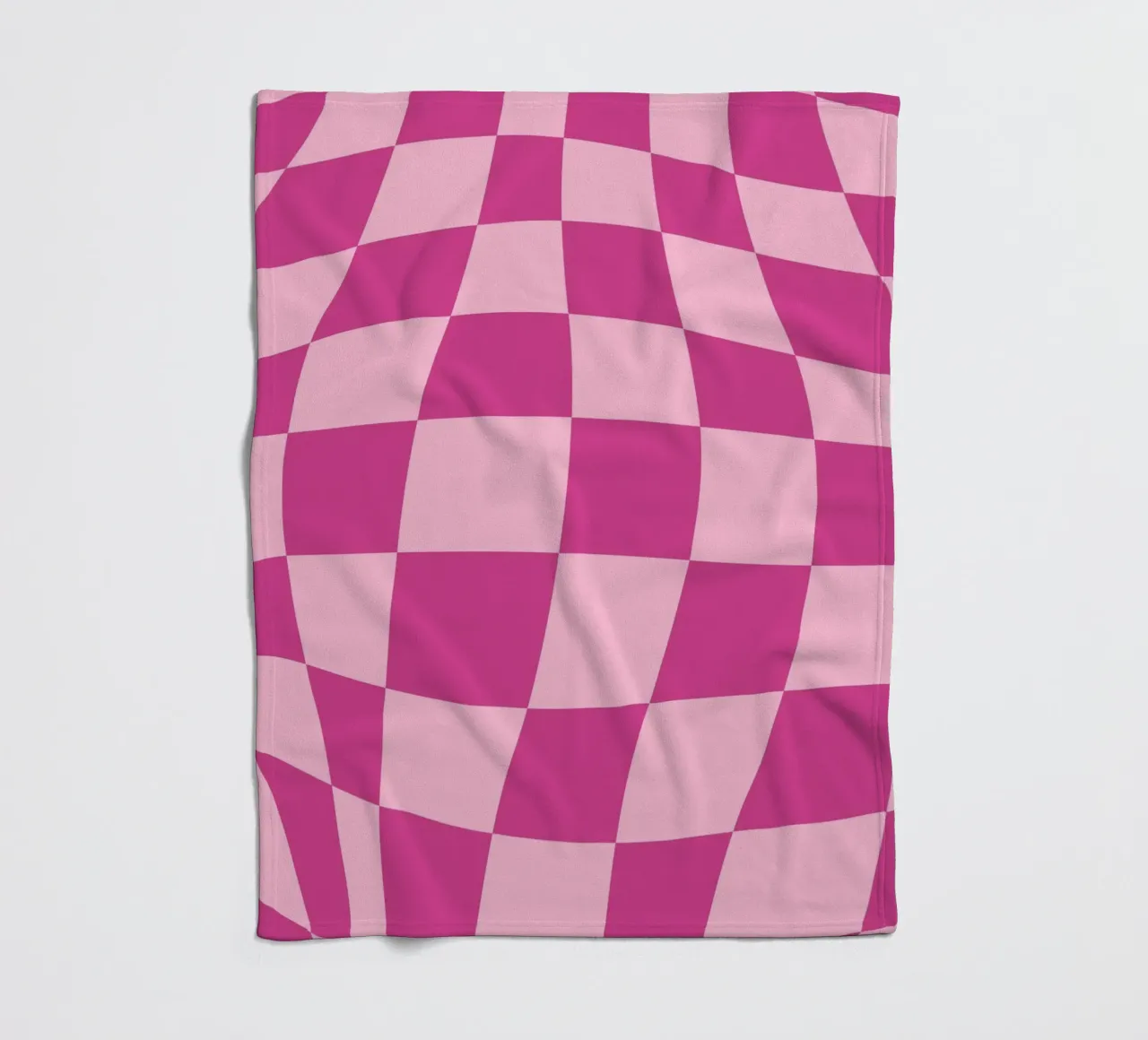 Wavy Pink Checkered Pattern Retro Aesthetic Print fleece blanket by homdeco
