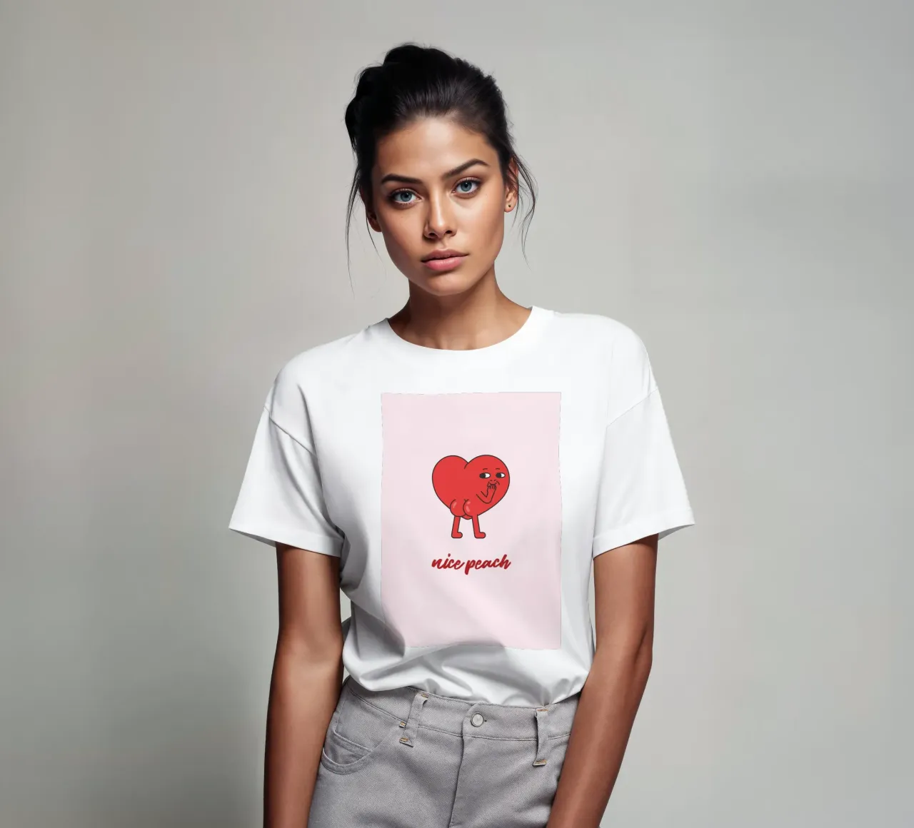 "Nice Peach" Cheeky Red Heart Pop Art Print t-shirt by homdeco