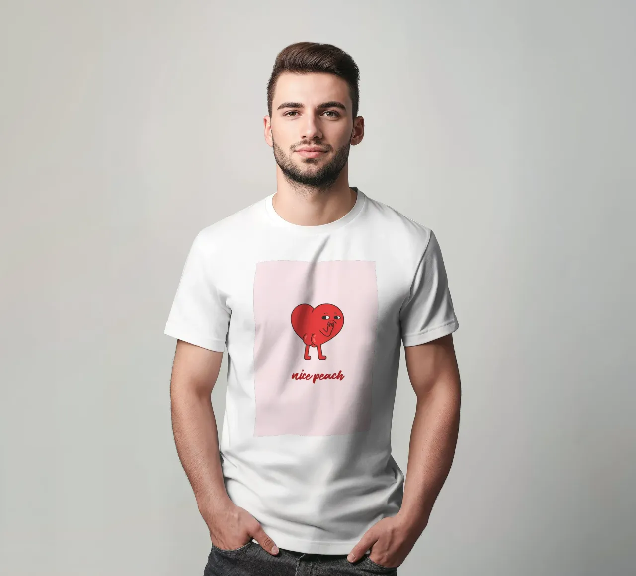 "Nice Peach" Cheeky Red Heart Pop Art Print t-shirt by homdeco