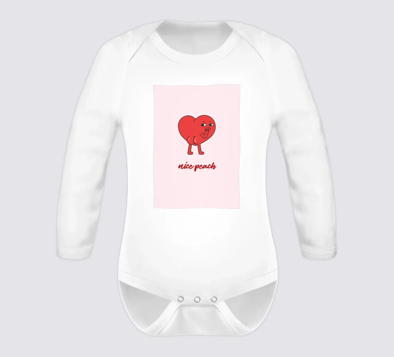 "Nice Peach" Cheeky Red Heart Pop Art Print long-sleeve baby romper by homdeco