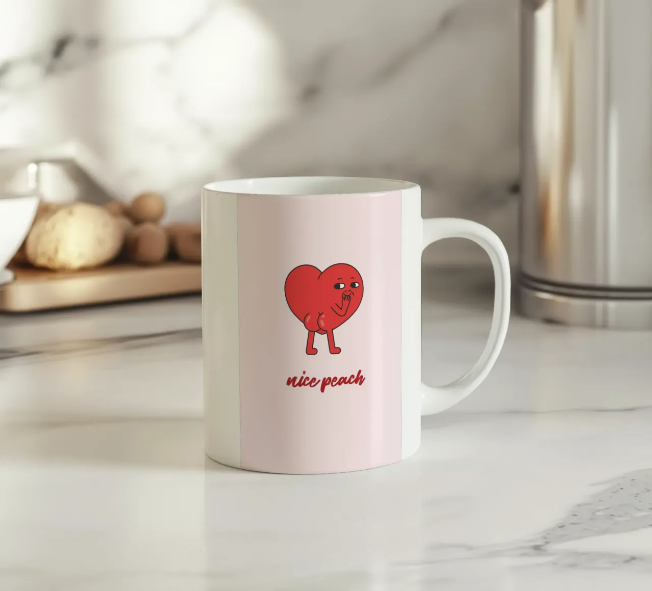 Stampa Pop Art "Nice Peach" Cuore rosso impertinente tazza in ceramica da homdeco
