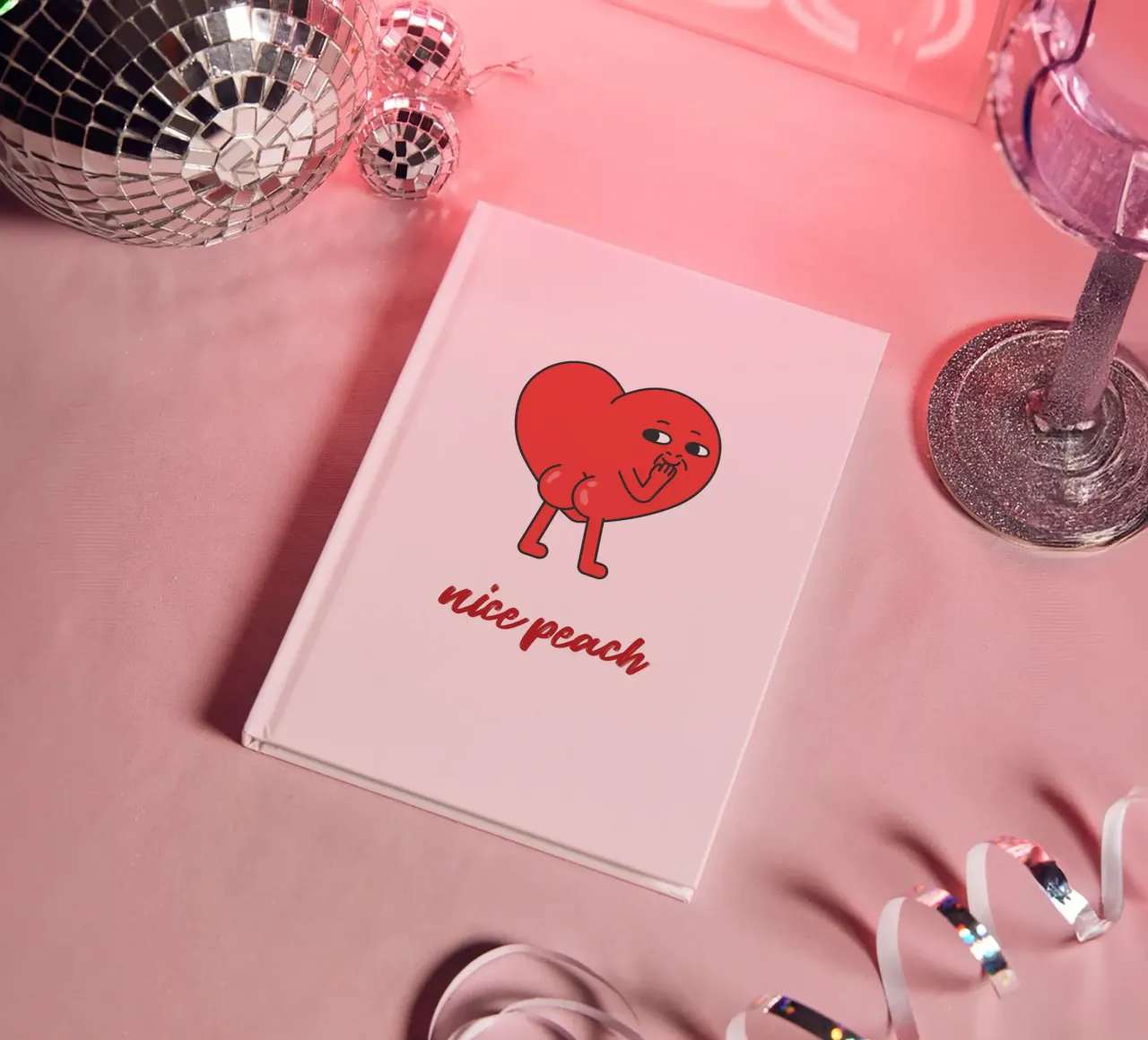 "Nice Peach" Cheeky Red Heart Pop Art Print notebook by homdeco