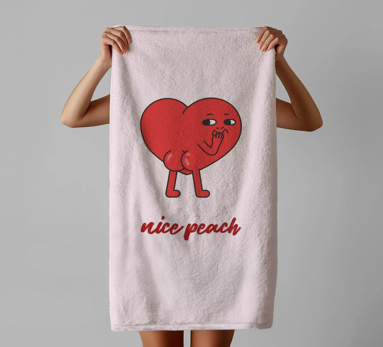 "Nice Peach" Cheeky Red Heart Pop Art Print towel by homdeco