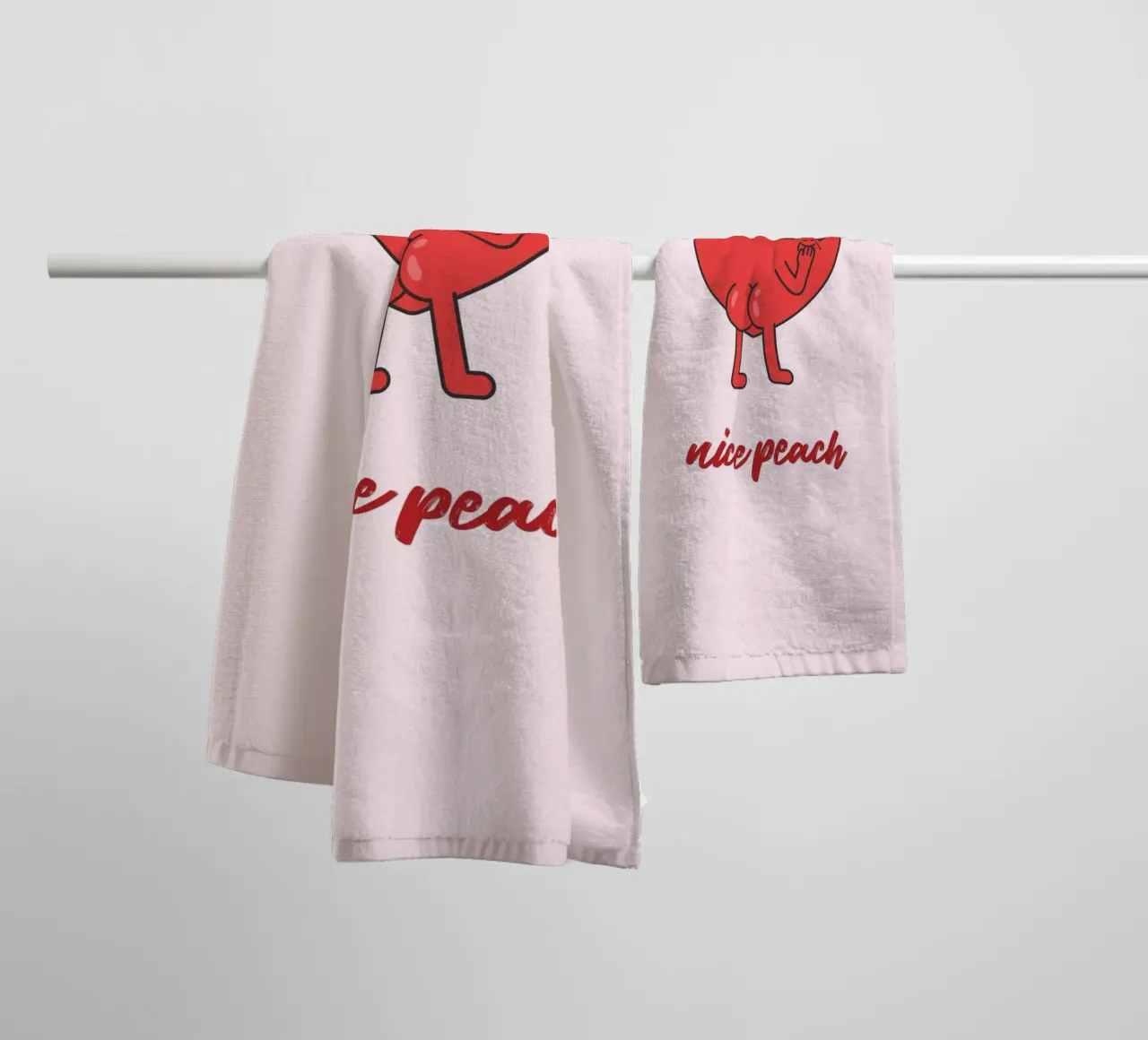 "Nice Peach" Cheeky Red Heart Pop Art Print towel by homdeco