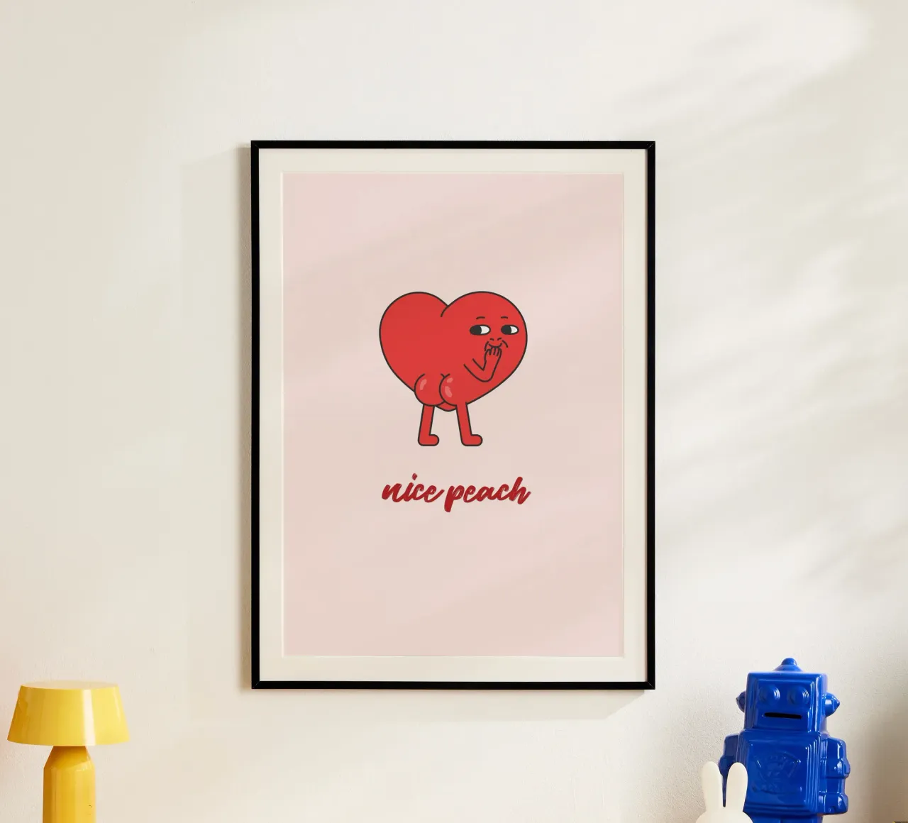 "Nice Peach" Cheeky Red Heart Pop Art Print hahnemühle by homdeco