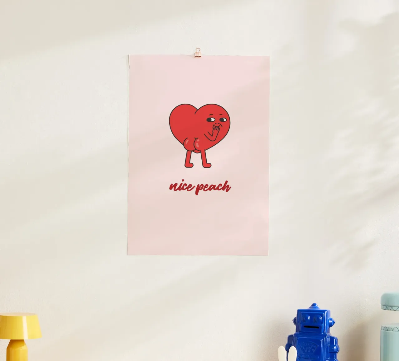 "Nice Peach" Cheeky Red Heart Pop Art Print hahnemühle by homdeco
