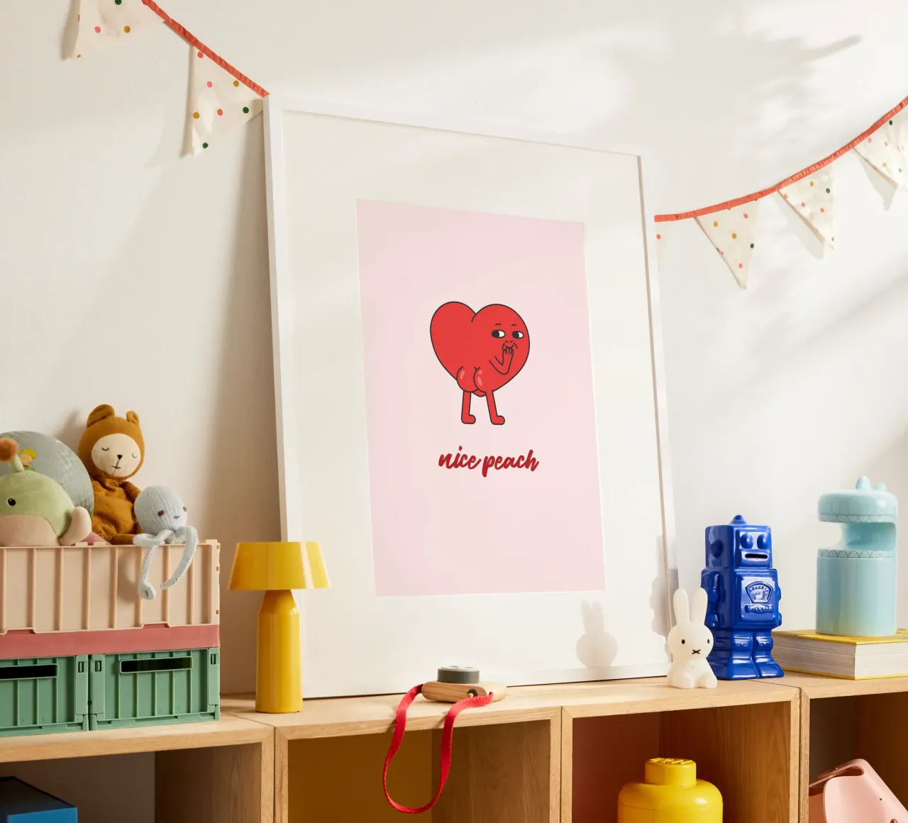 "Nice Peach" Cheeky Red Heart Pop Art Print hahnemühle by homdeco