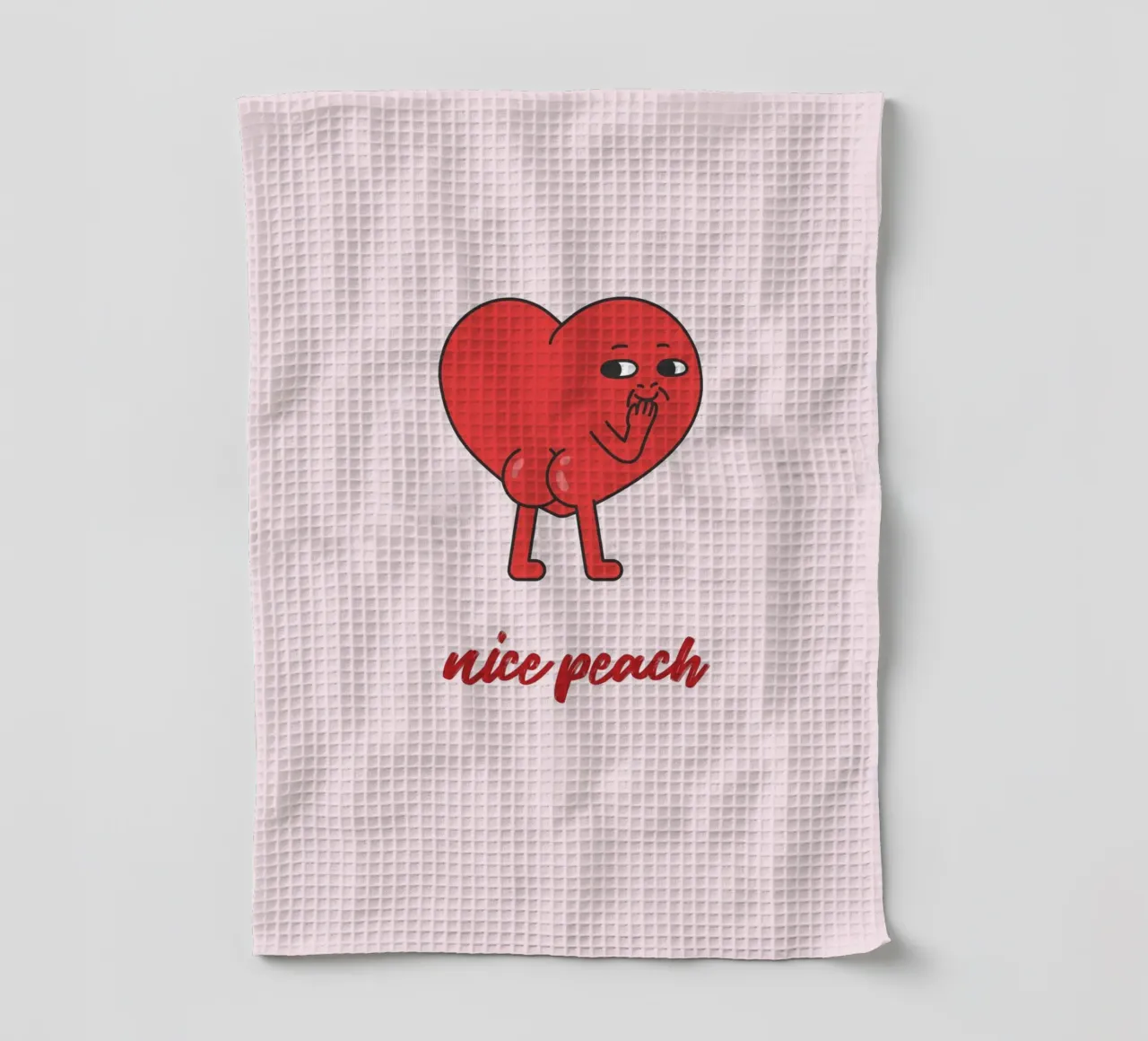 "Nice Peach" Cheeky Red Heart Pop Art Print tea towel by homdeco