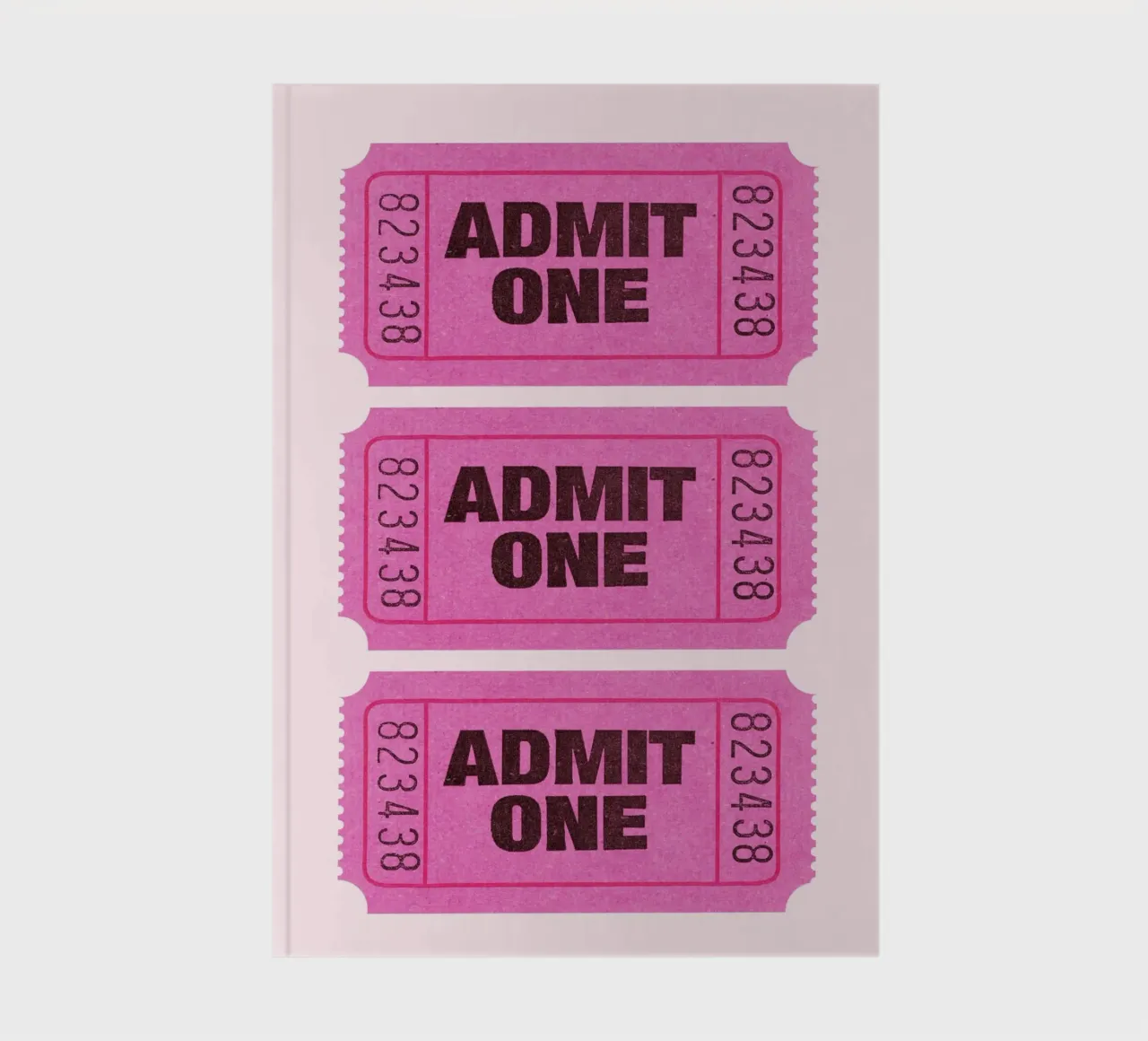 Admit One Pink Retro Ticket Pop Art Print notebook by homdeco