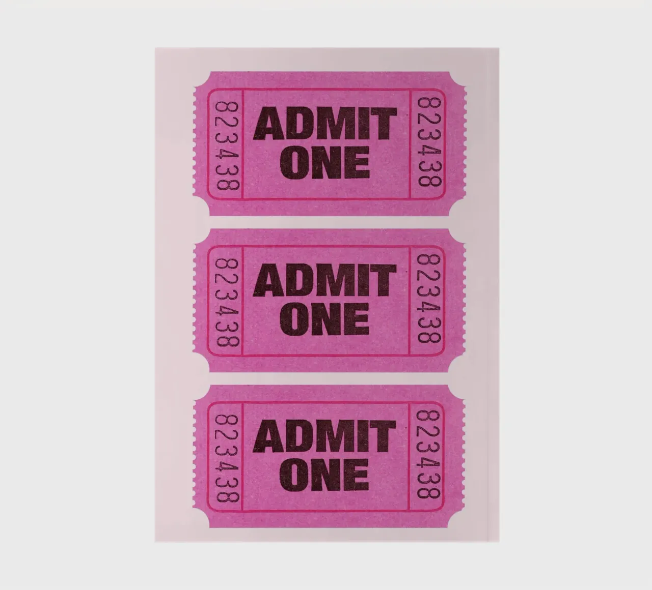 Admit One Pink Retro Ticket Pop Art Print notebook by homdeco
