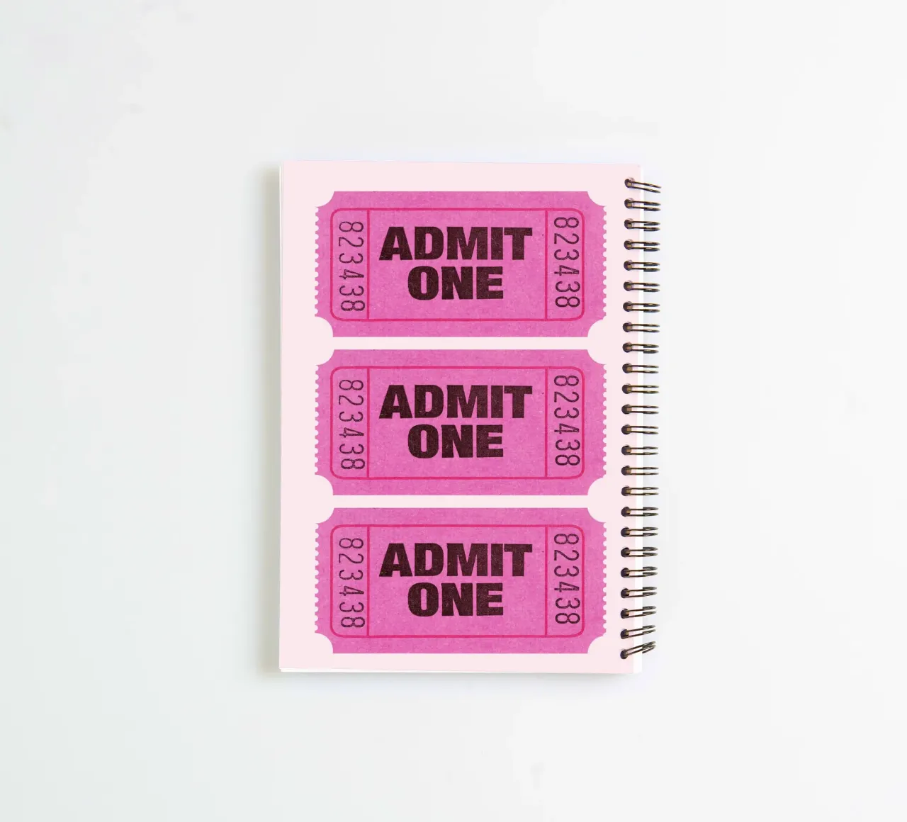 Admit One Pink Retro Ticket Pop Art Print carnet à spirale de homdeco