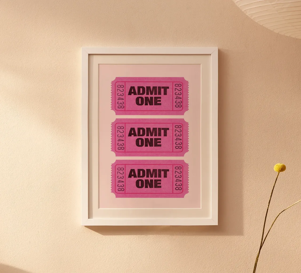 Admit One Pink Retro Ticket Pop Art Print hahnemühle de homdeco