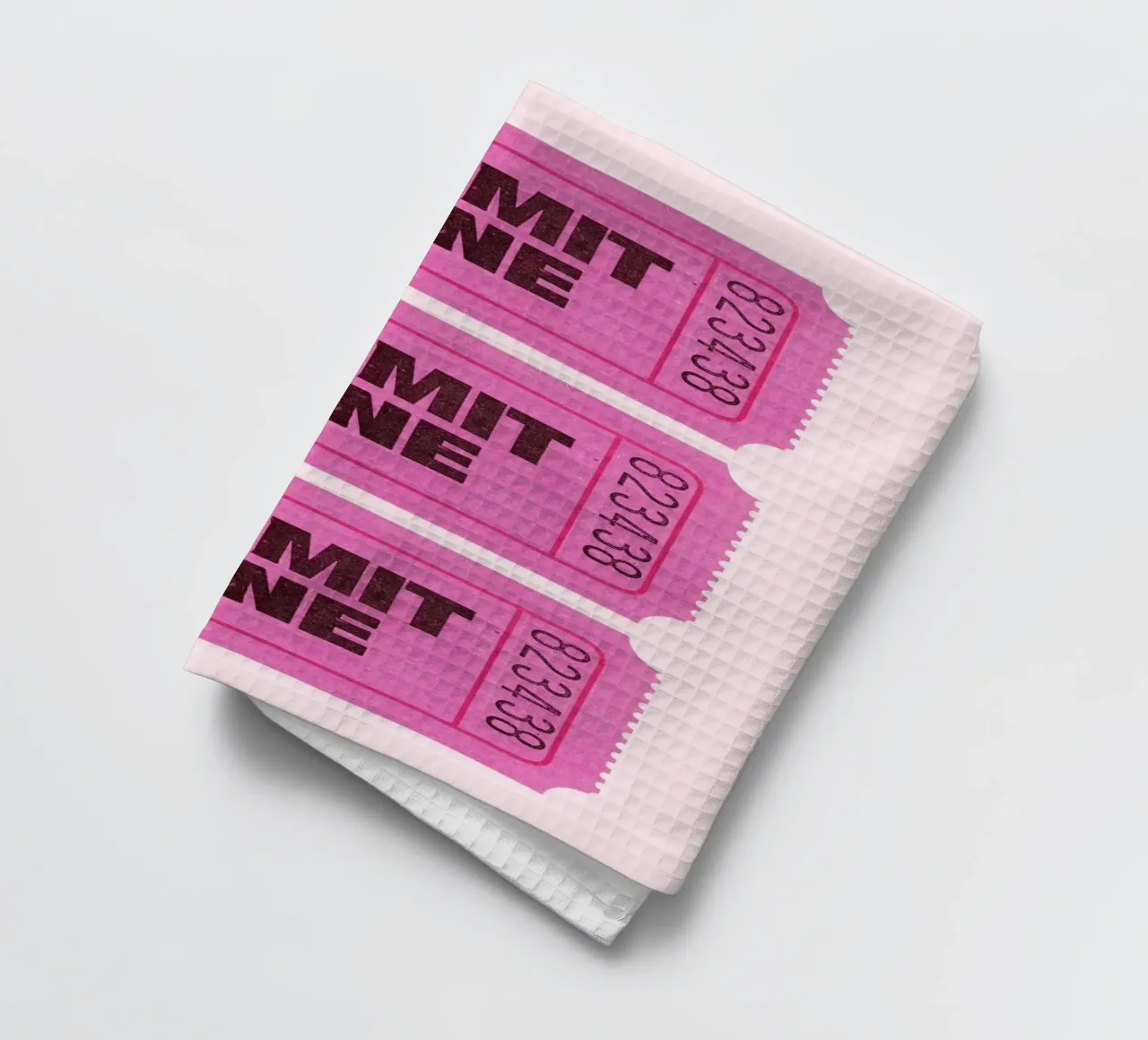 Admit One Pink Retro Ticket Pop Art Print torchon de homdeco