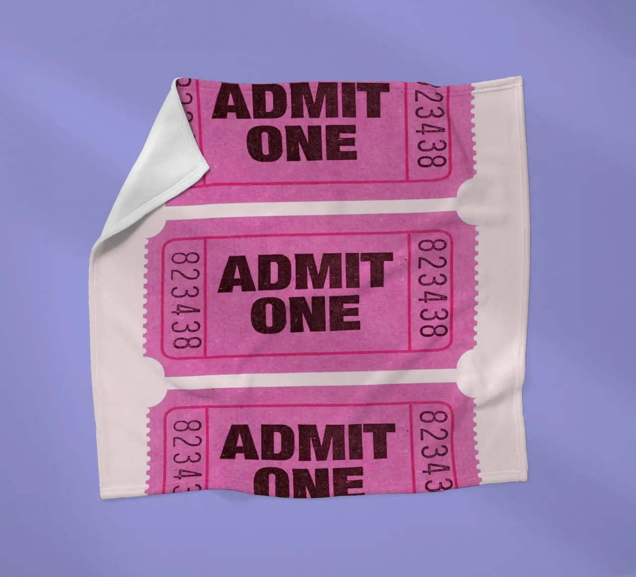 Admit One Pink Retro Ticket Pop Art Print fleece blanket by homdeco