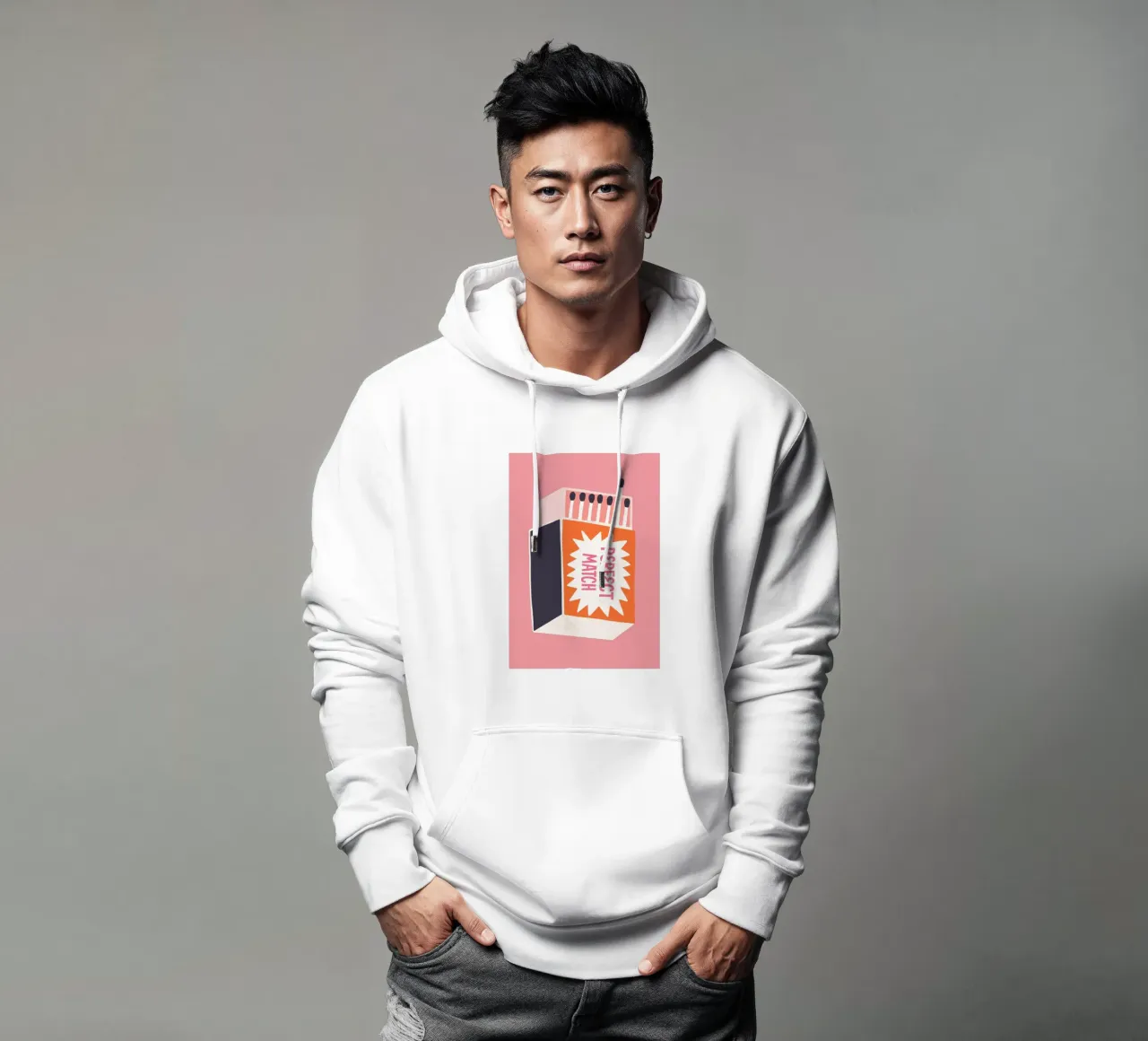 "Perfect Match" Retro Matchbox Pop Art Print sudadera con capucha de homdeco