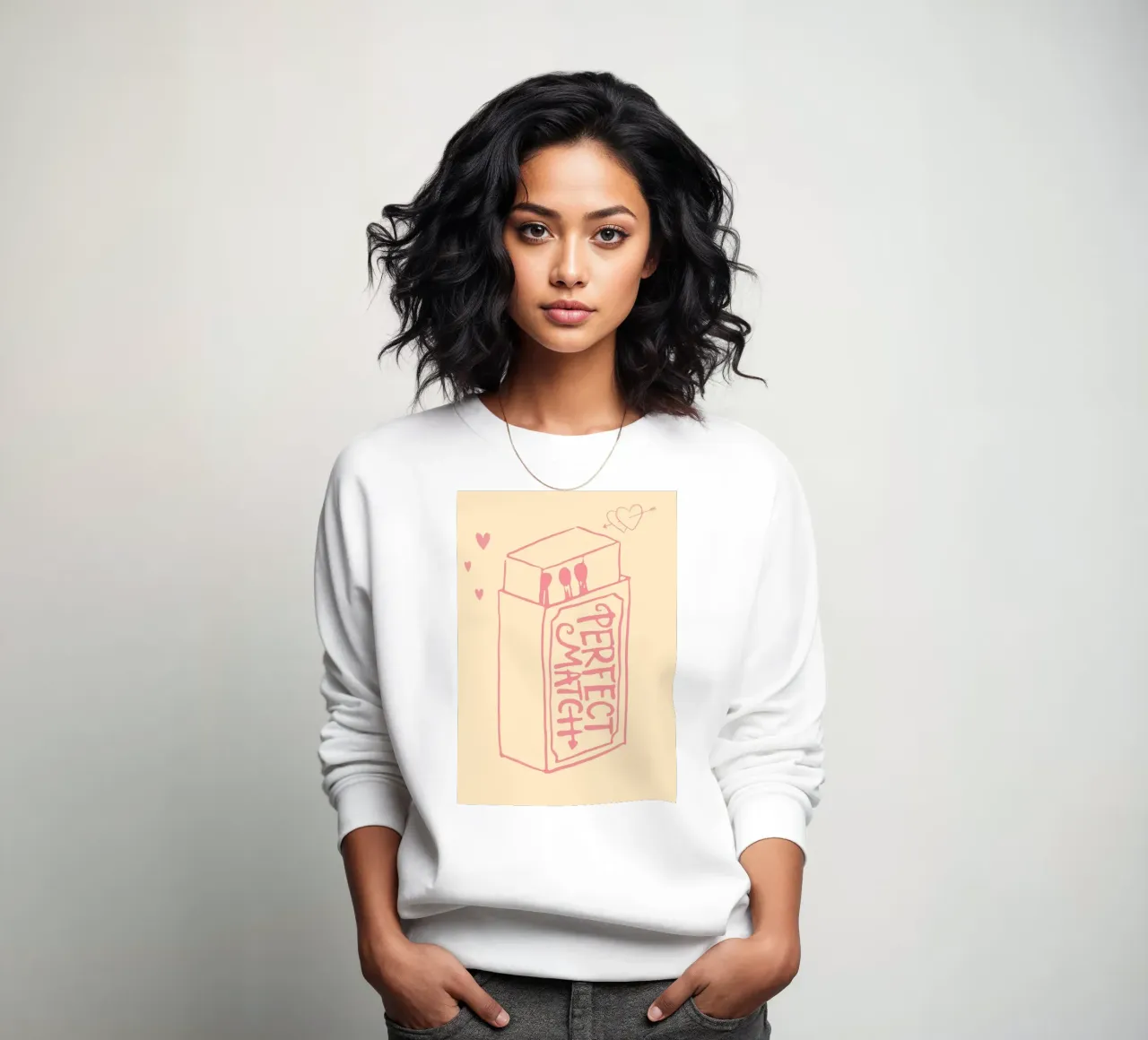 "Perfect Match" Minimalist Pink Matchbox Print sweatshirt by homdeco