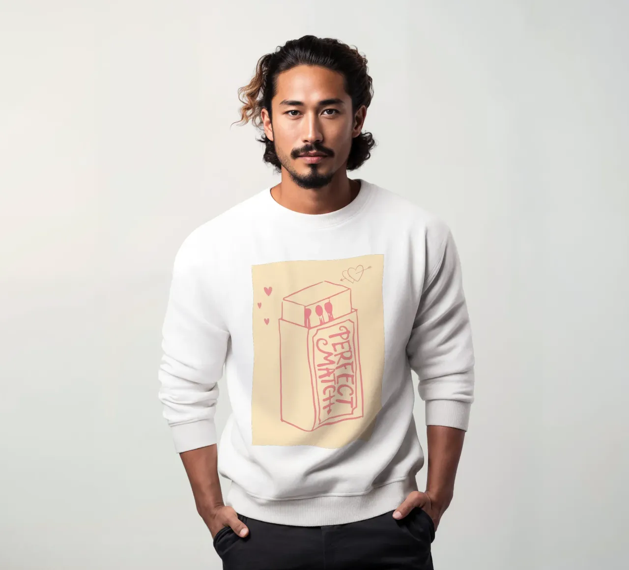 "Perfect Match" Minimalist Pink Matchbox Print sweatshirt by homdeco