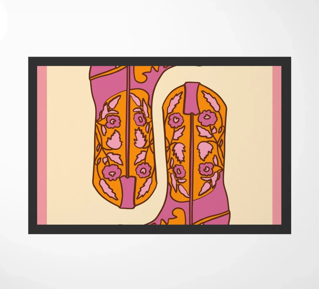 Groovy Floral Cowboy Boots Retro Pop Art Print felpudo de homdeco