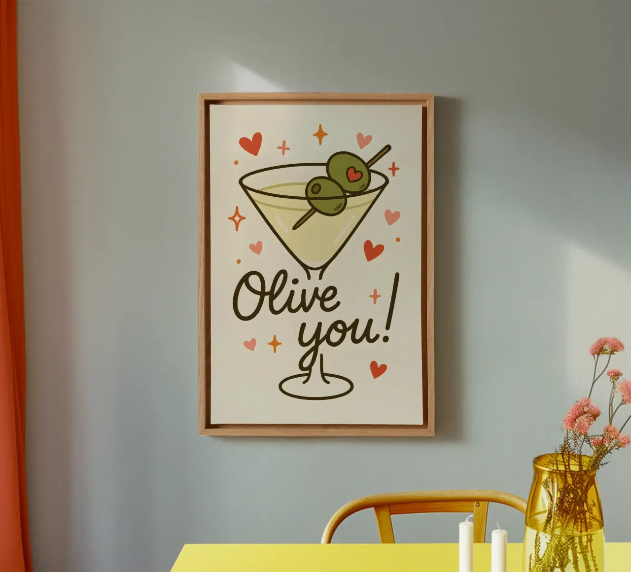 Olive You! tela con Cornice a cassetta da Wall of Whispers