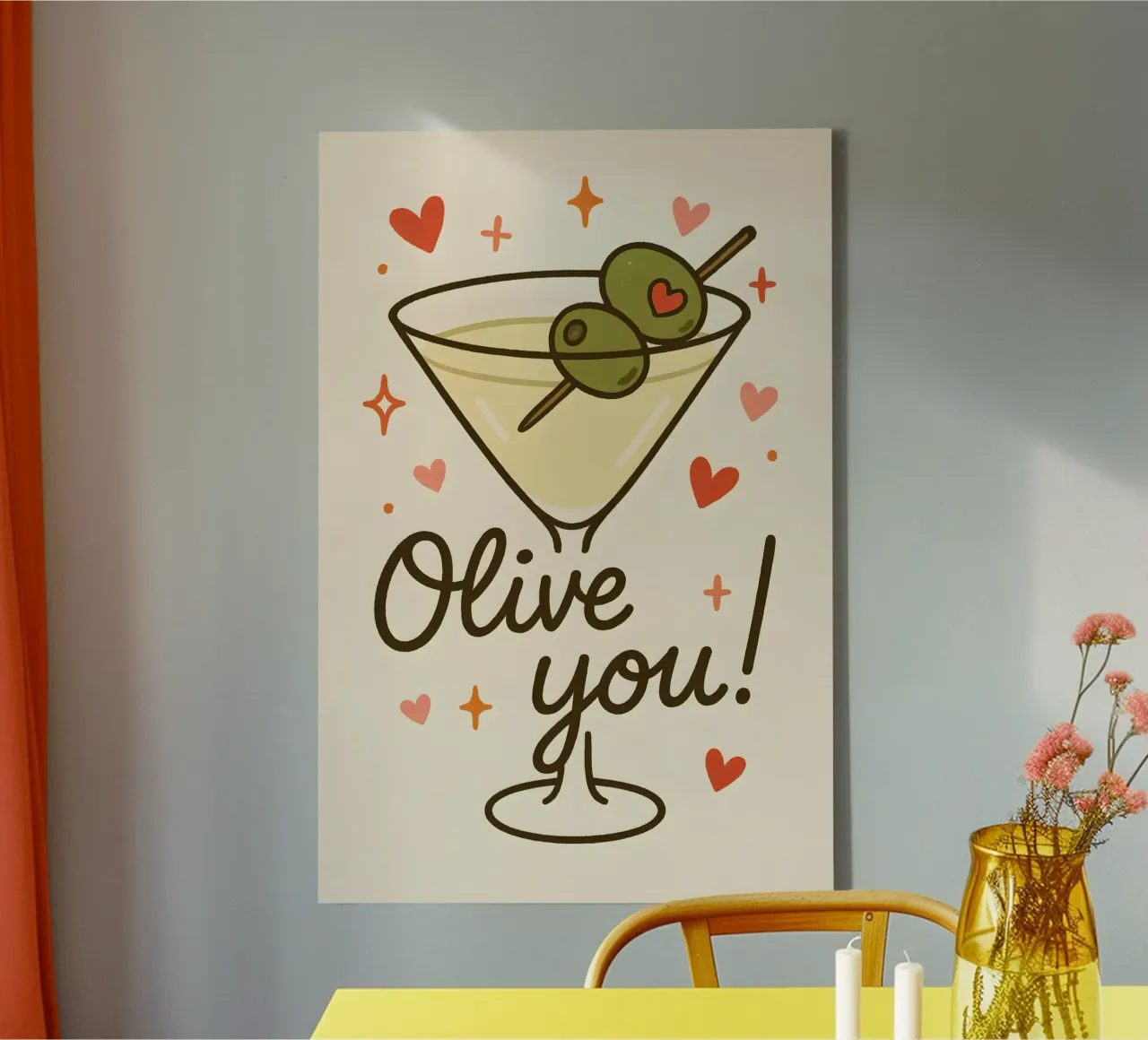 Olive You! tela con Cornice a cassetta da Wall of Whispers