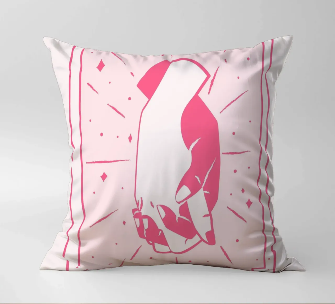 The Lovers Tarot Card Aesthetic Pink Print decorative cushion by homdeco