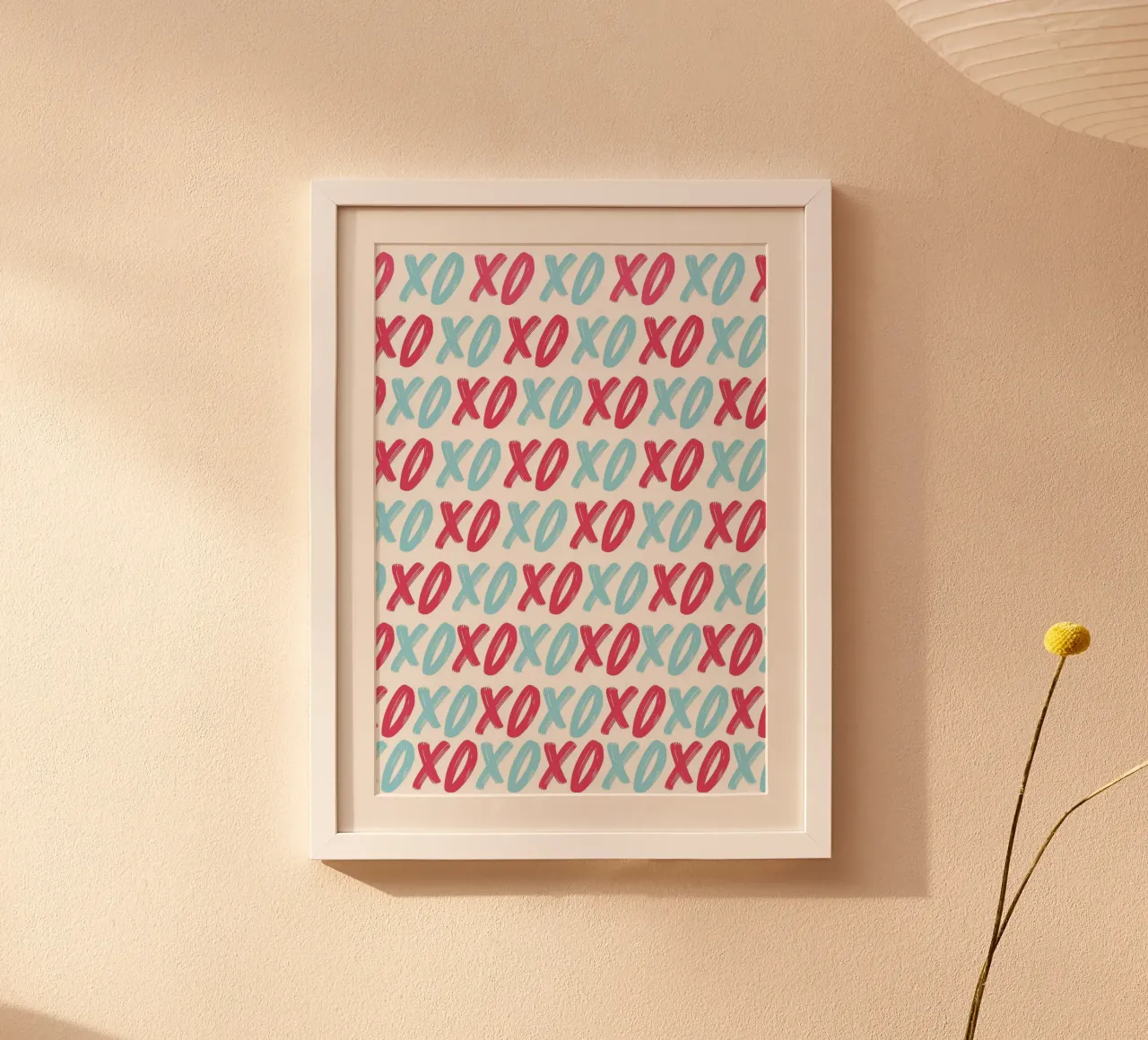 XOXO Love Pattern: Stampa pop art moderna in rosso e blu poster da homdeco