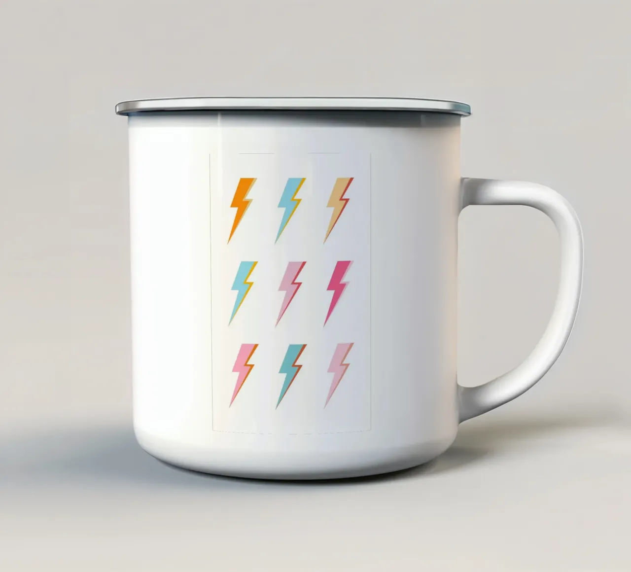 Lightning Bolt Pop Art: Vibrazioni elettriche pastello retrò tazza in smalto da homdeco